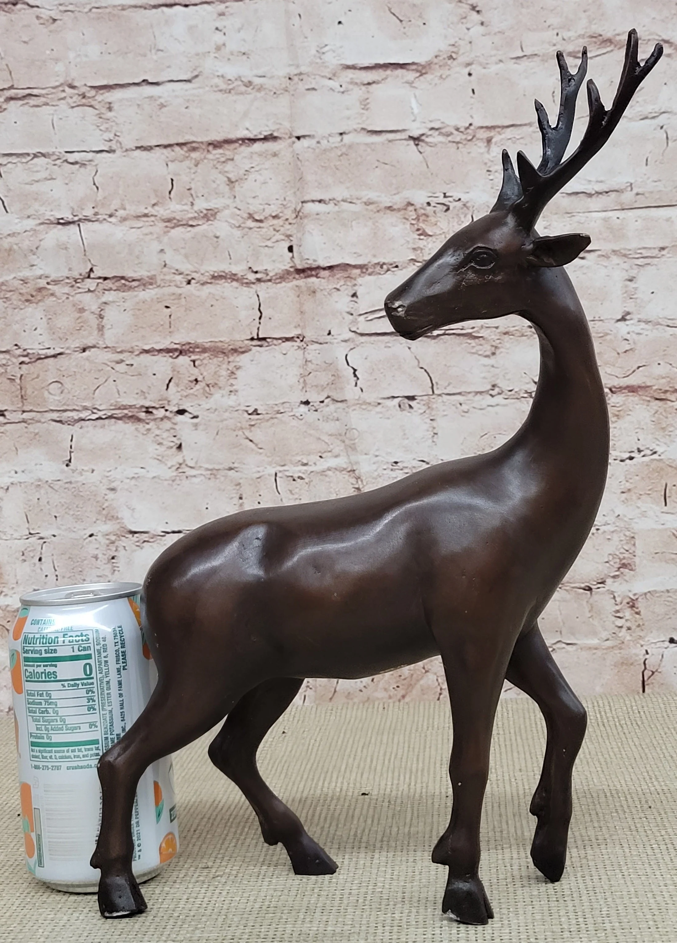 Reindeer Stag Deer Elk Caribou Bronze Metal Figurine Statue Sculpture 13.5" x 12" - Image 2