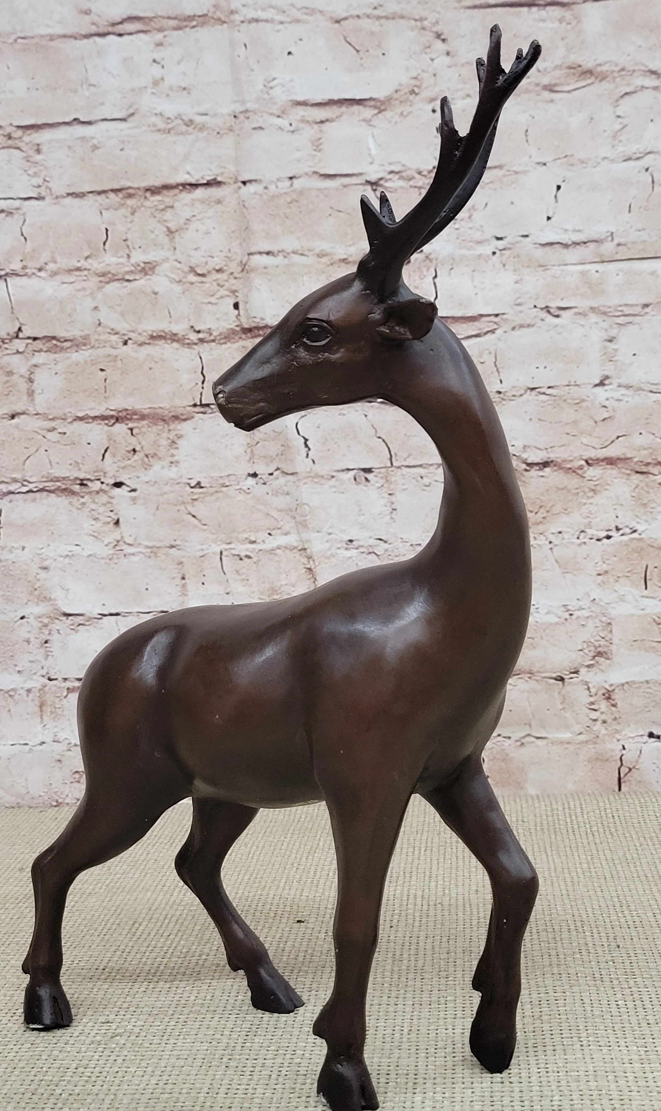 Reindeer Stag Deer Elk Caribou Bronze Metal Figurine Statue Sculpture 13.5" x 12" - Image 3