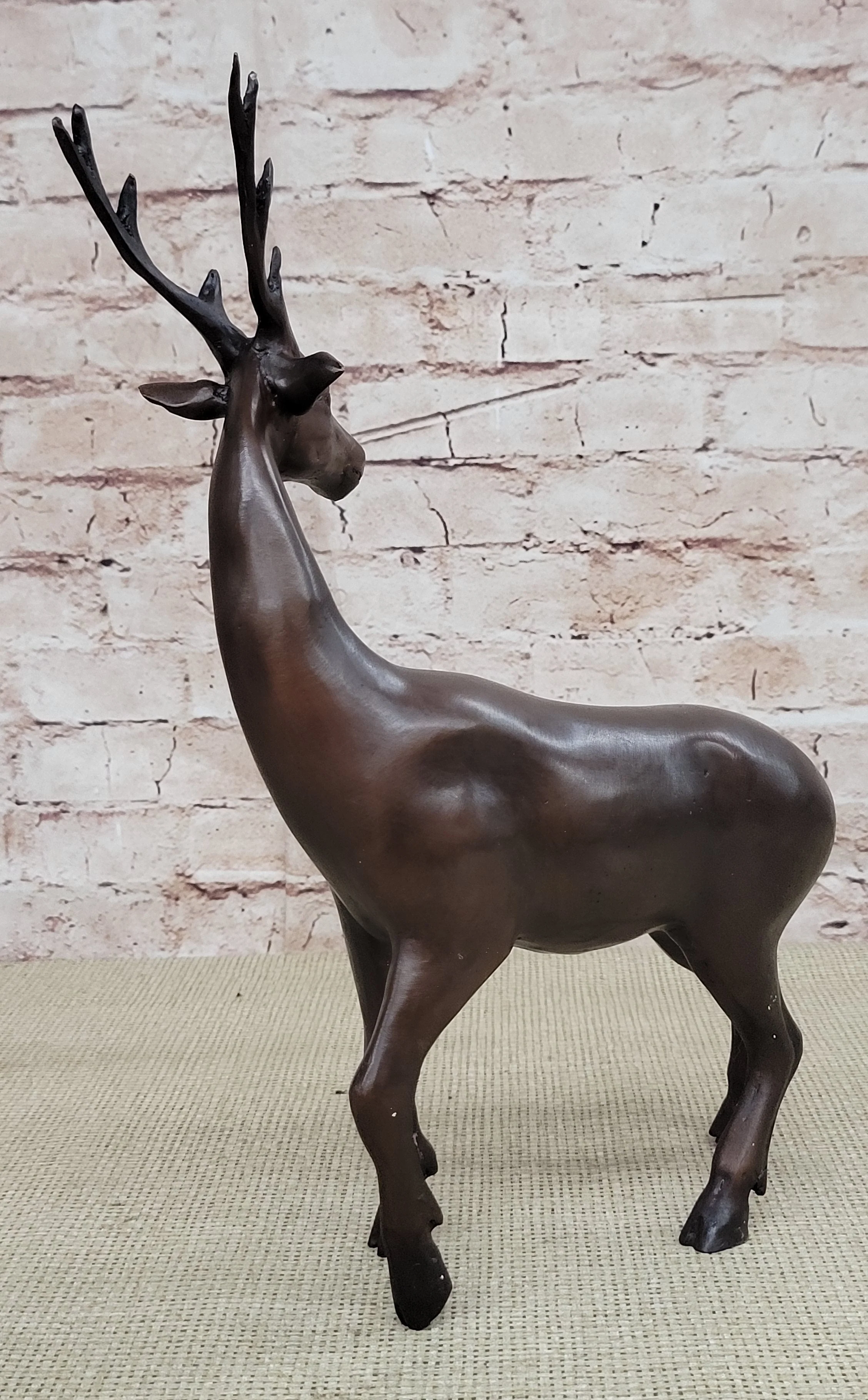 Reindeer Stag Deer Elk Caribou Bronze Metal Figurine Statue Sculpture 13.5" x 12" - Image 4