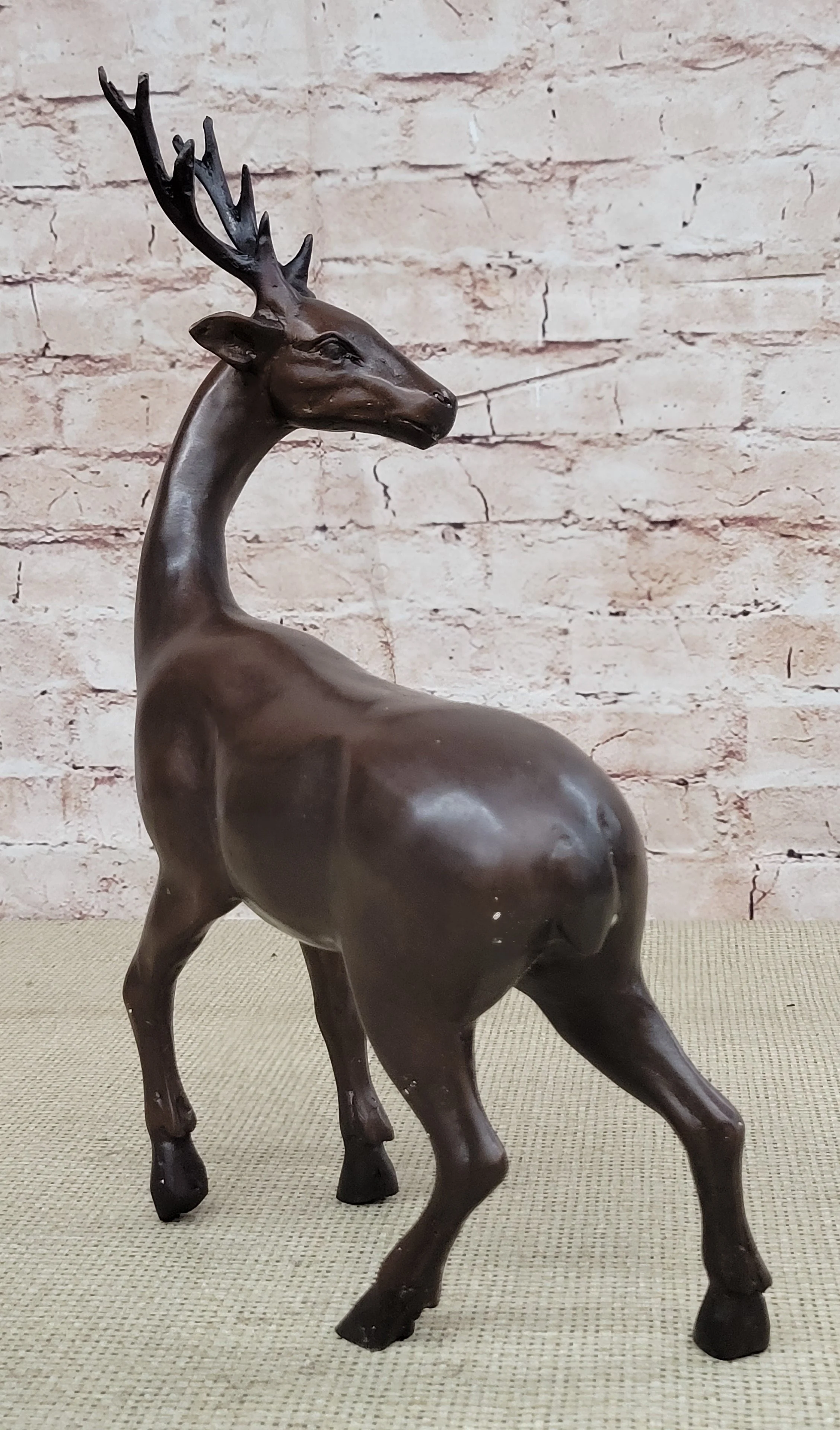 Reindeer Stag Deer Elk Caribou Bronze Metal Figurine Statue Sculpture 13.5" x 12" - Image 5