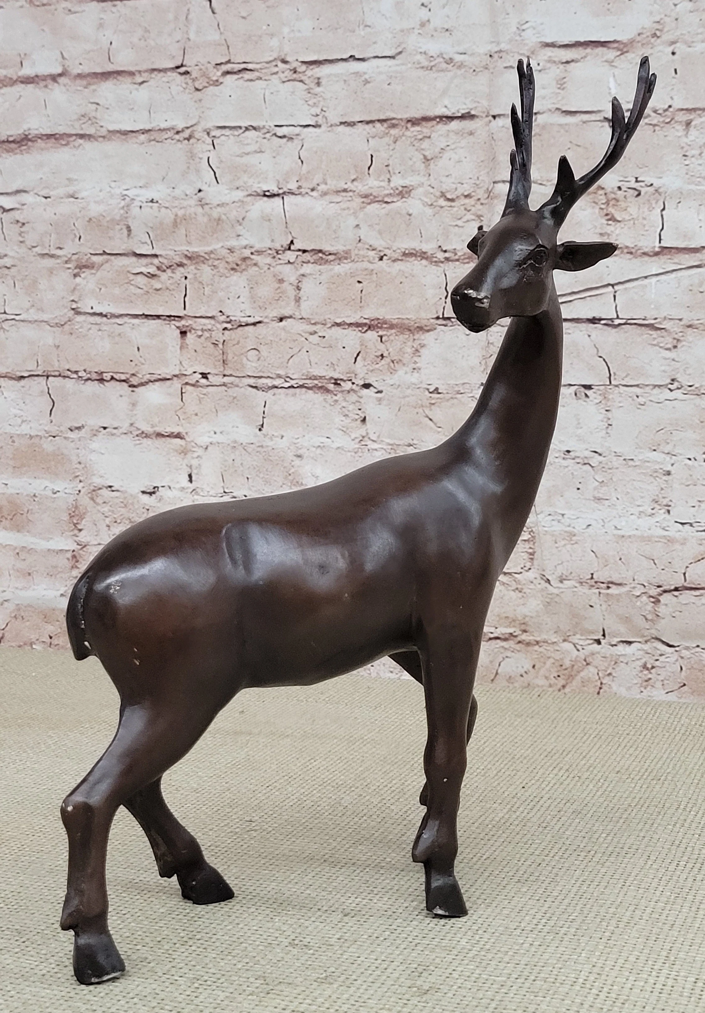 Reindeer Stag Deer Elk Caribou Bronze Metal Figurine Statue Sculpture 13.5" x 12" - Image 6