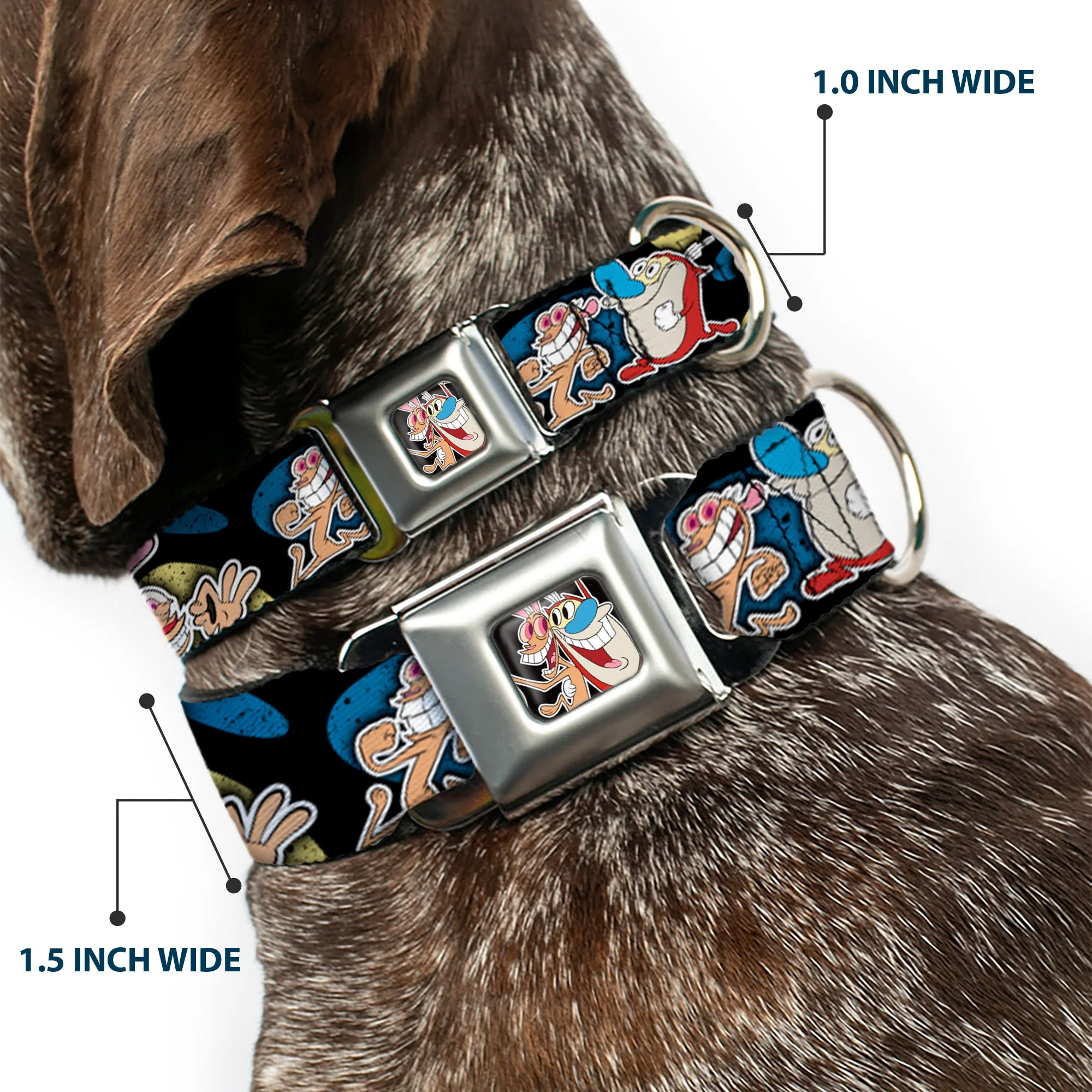 Ren & Stimpy Pose Black Seatbelt Buckle Collar - REN & STIMPY Poses Black/Blue/Yellow - Image 2