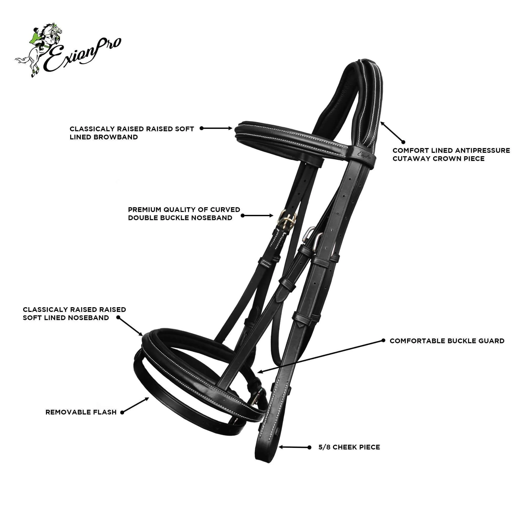 Replacement Crownpiece of ExionPro Pressure Relief Crown Raised Padded Jumping Bridle - Image 3