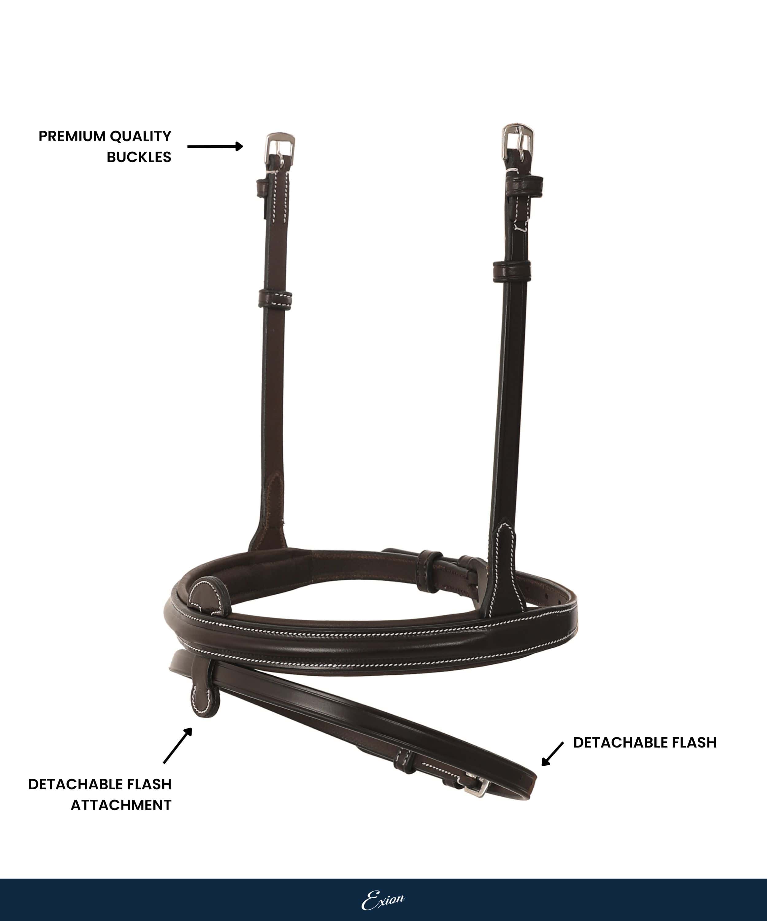 Replacement Noseband of ExionPro Detachable Flash New Thin Raised Bridle & Reins - Image 3