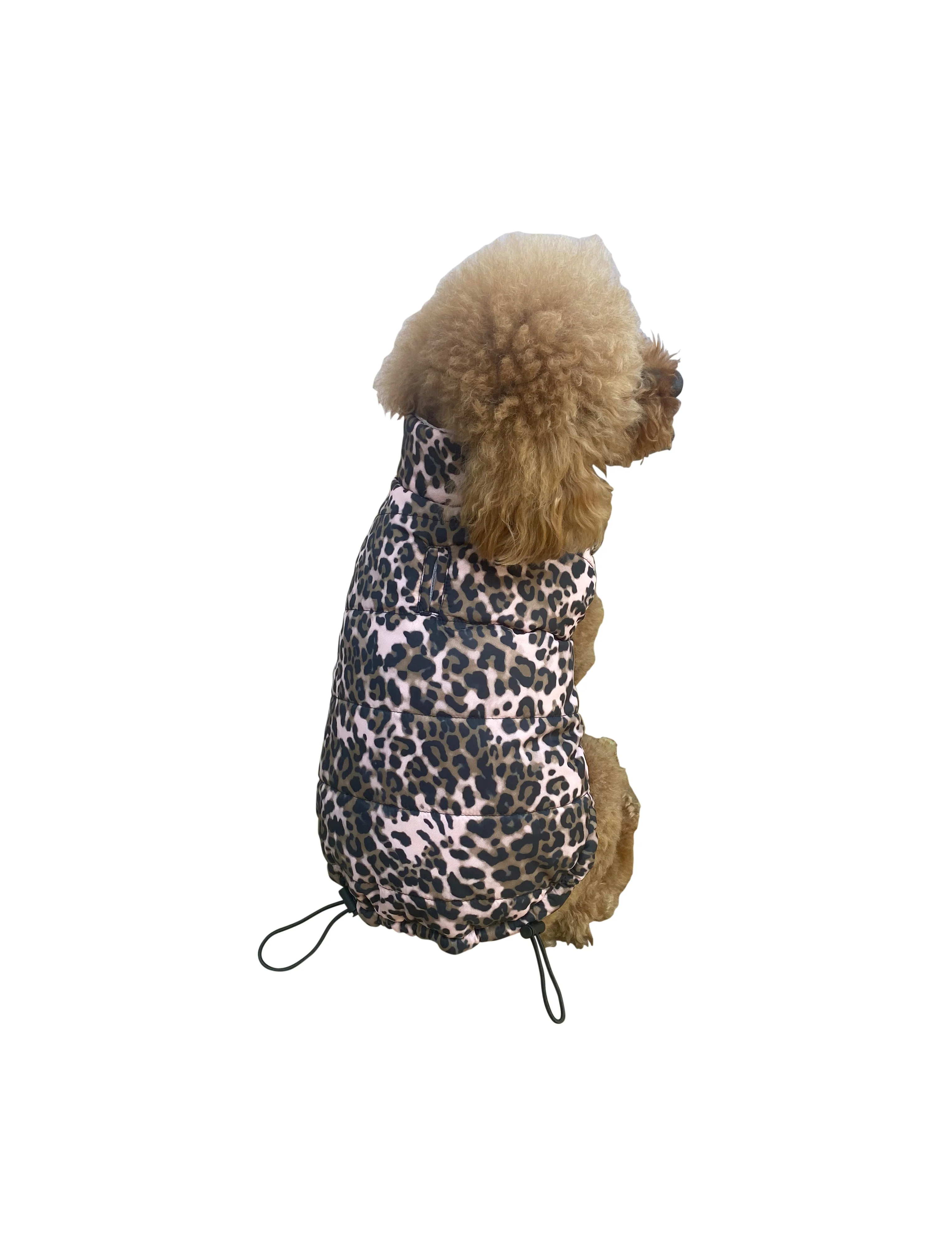 Reversible Puffer Coat, Pink Velvet/Pink Leopard - Image 2