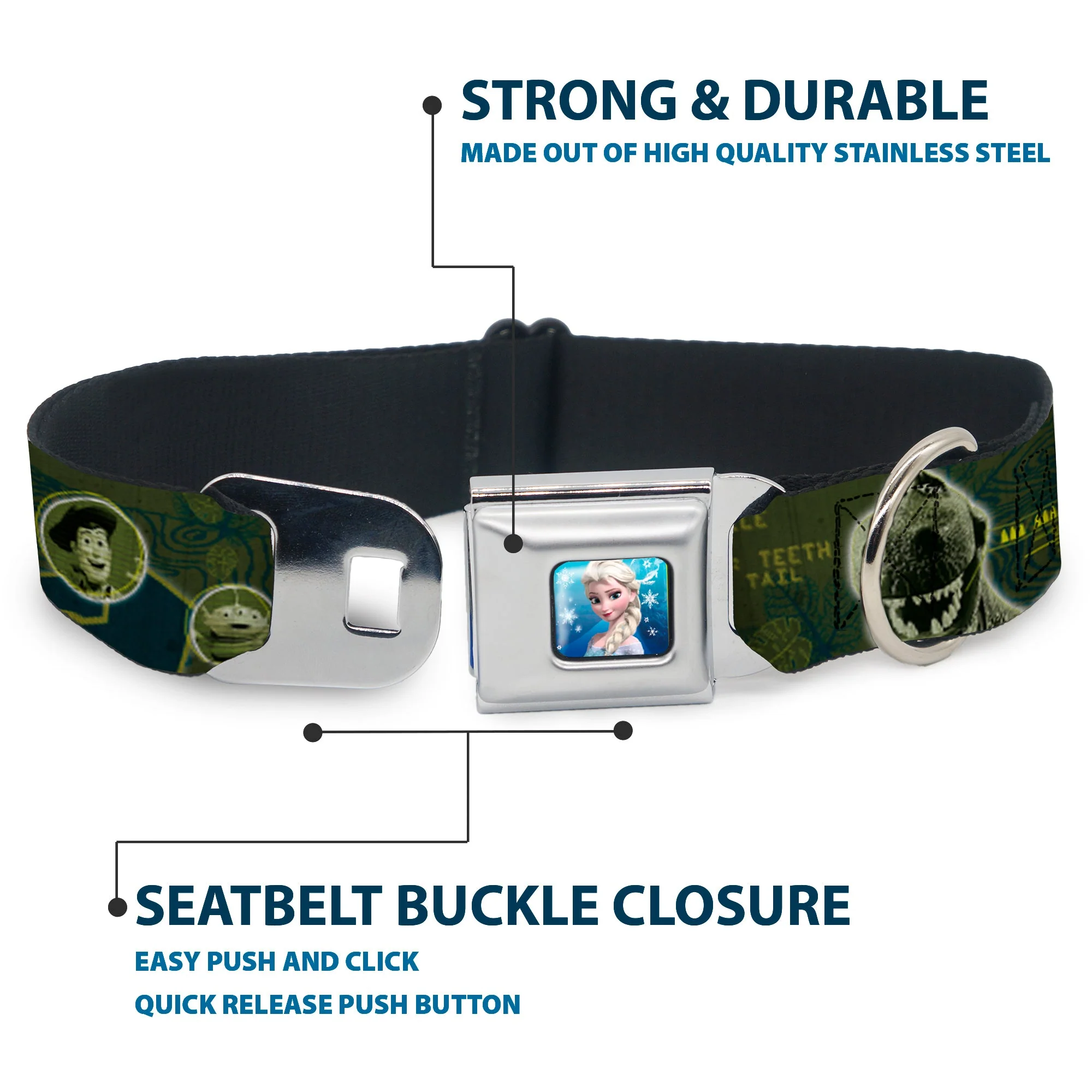 Rex Silhouette Full Colot Black Blue Green Seatbelt Buckle Collar - Buzz Poses/Stars LIKE A BUZZ - Image 4