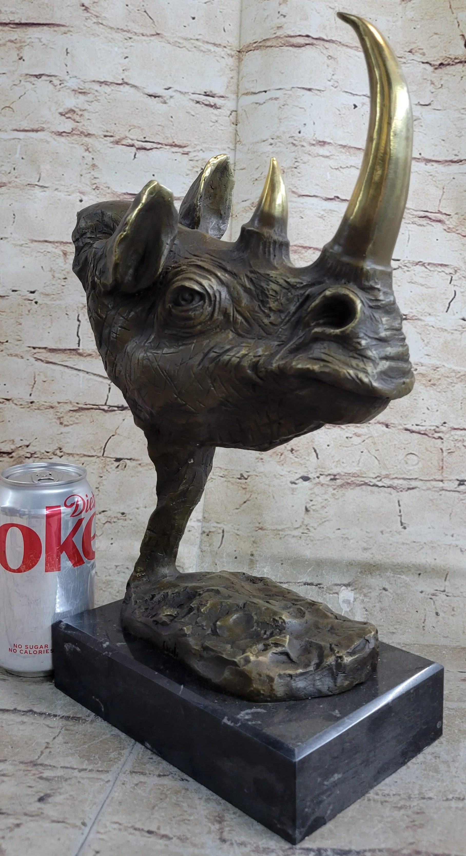 Rhinoceros Rhino Bronze Metal Handmade Statue Sculpture Modern Art 14" x 10" - Image 2