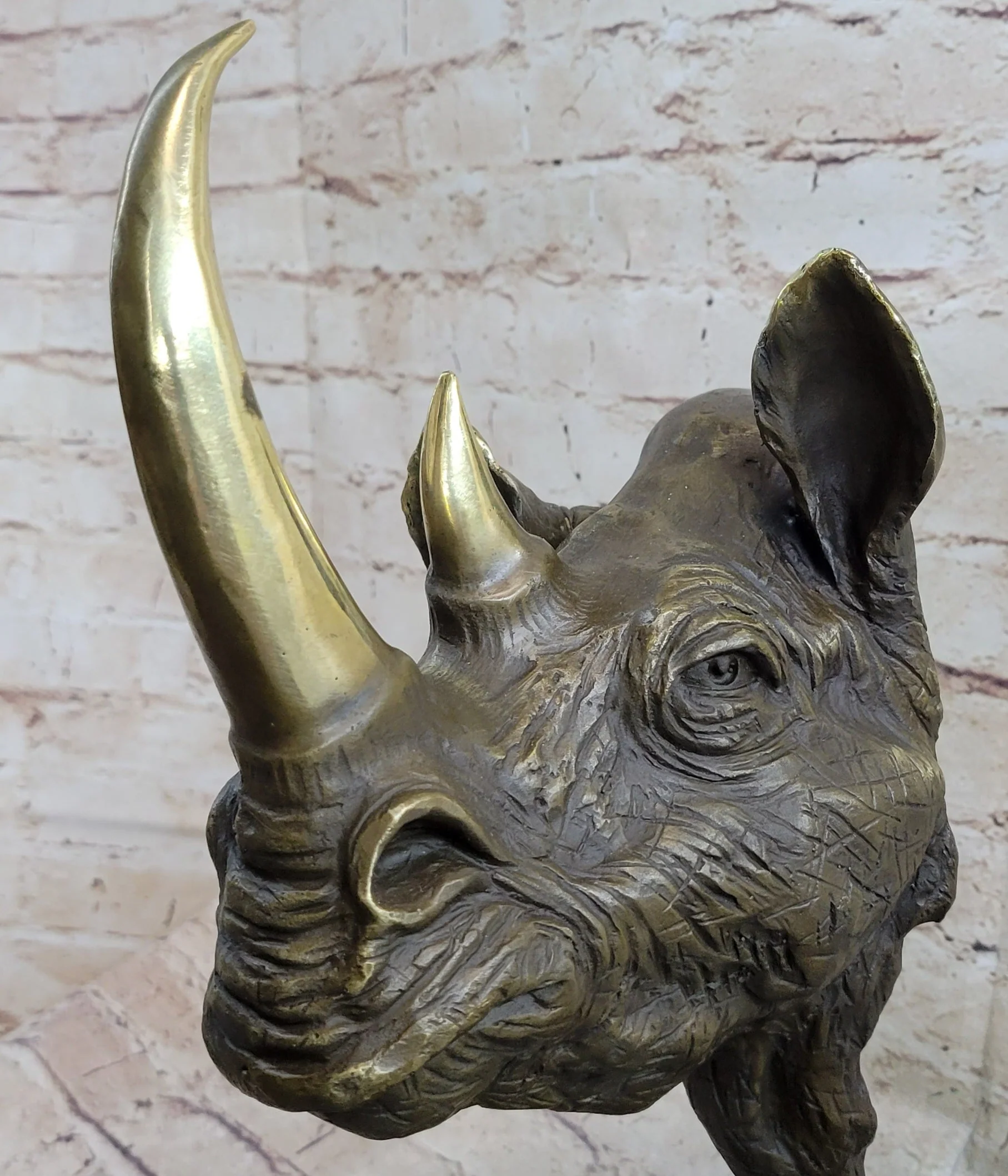 Rhinoceros Rhino Bronze Metal Handmade Statue Sculpture Modern Art 14" x 10" - Image 7