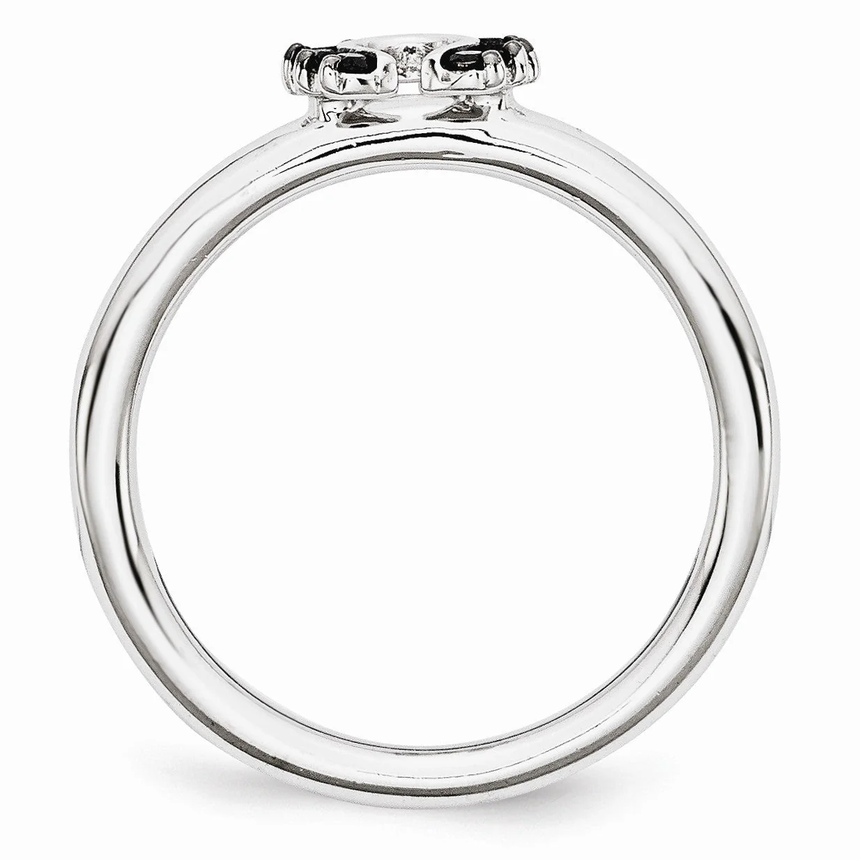 Rhodium Sterling Silver .11 Ctw Black Diamond 7mm Horseshoe Stack Ring - Image 2