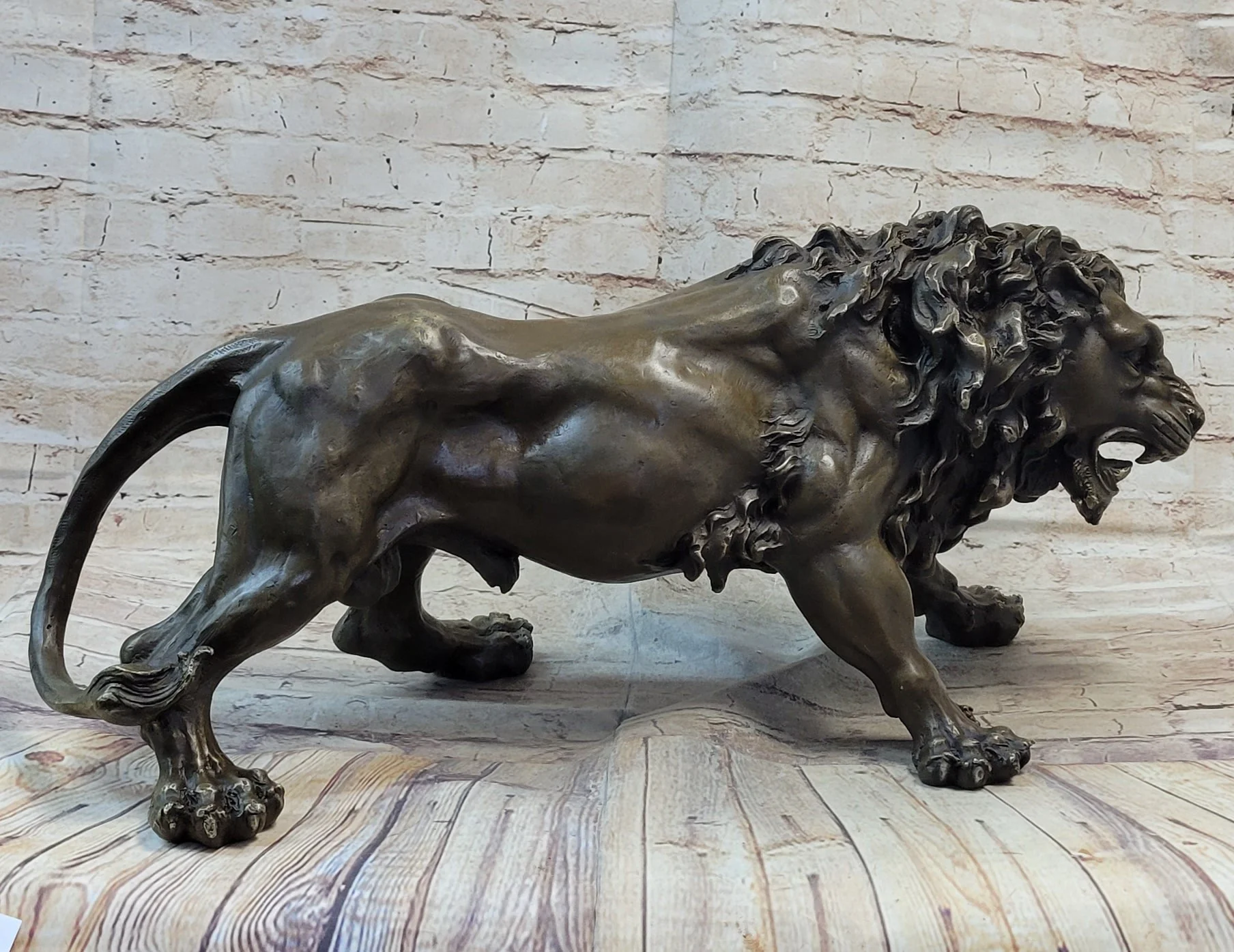 Roaring Guardian Lion Bronze Metal Figurine Sculpture Statue Signed Art Decor - Image 4