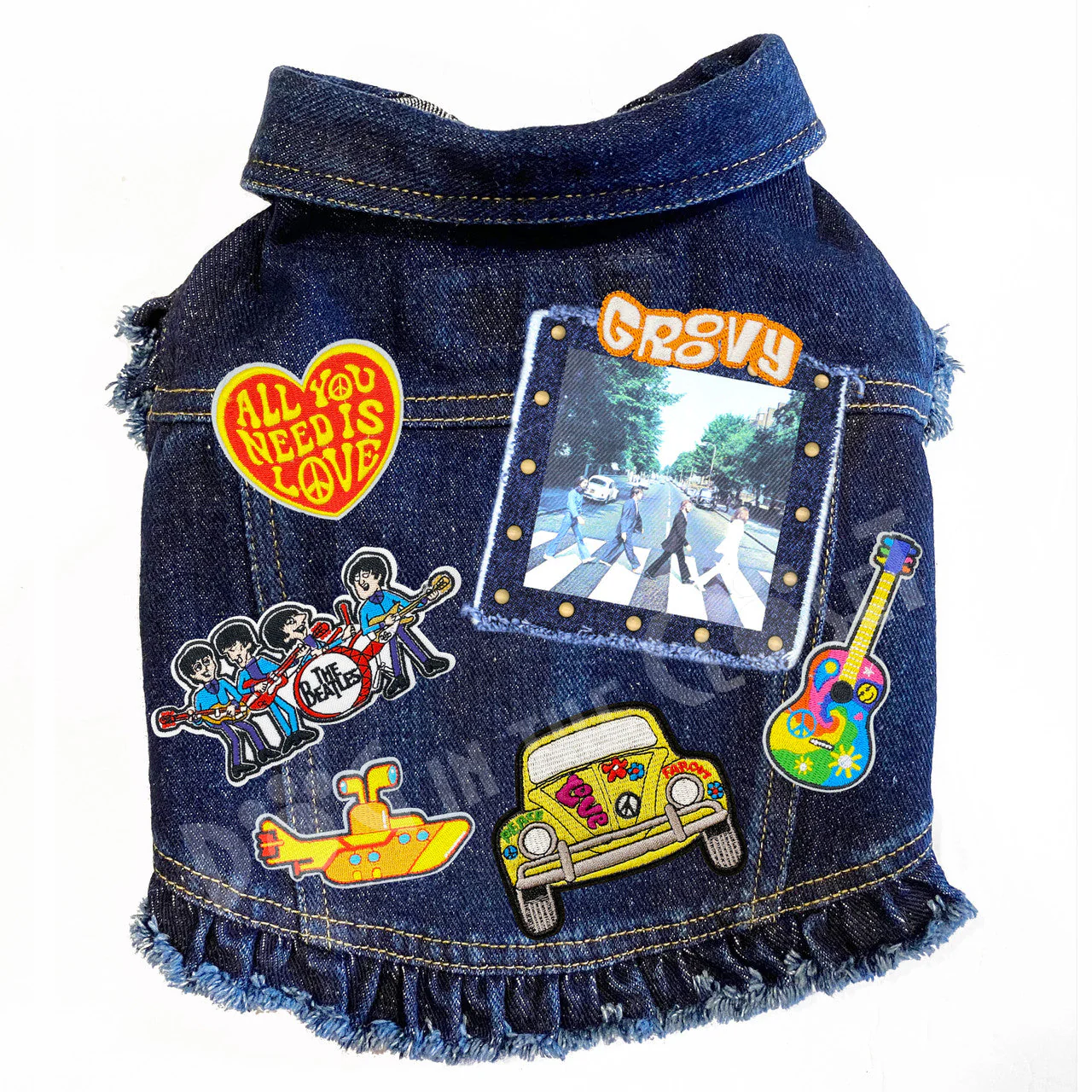 Rock Star (The Beatles) Abbey Lane (Large) Denim Dog Jacket - Image 6