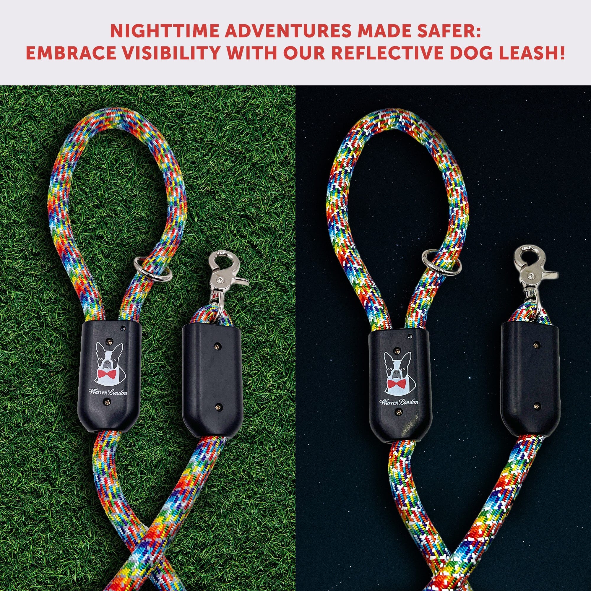 Rope Leash - Rainbow Reflective - Image 3