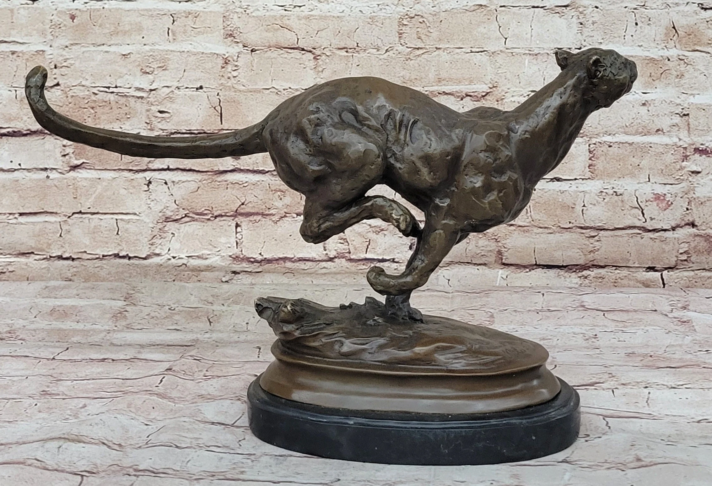 Running Panther Puma Mountain Lion Bronze Sculpture Statue Wildlife Original Art - Image 3