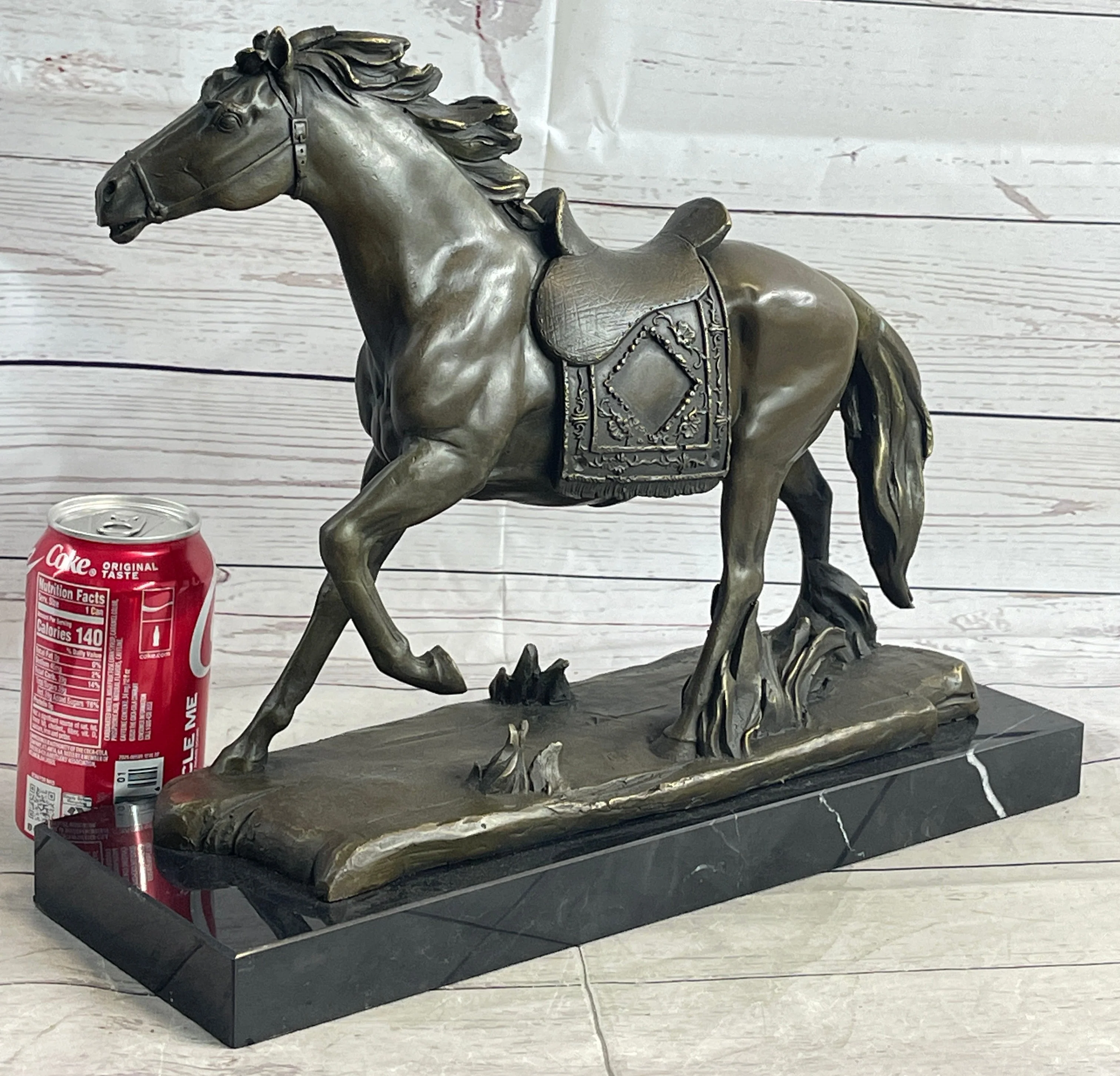 Saddled War Horse Working Equestrian Bronze Statue Sculpture after PJ Mene - Image 2