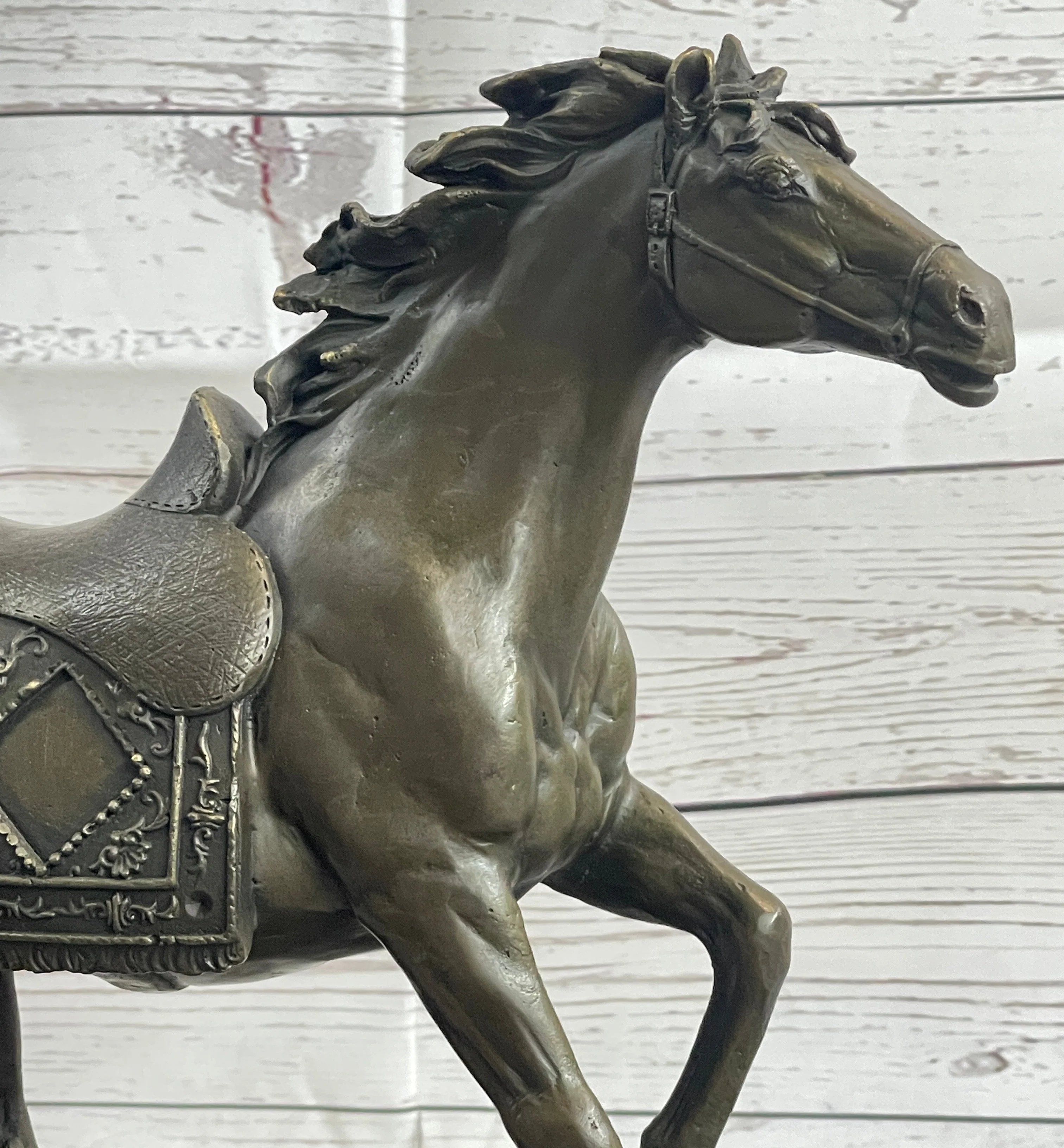 Saddled War Horse Working Equestrian Bronze Statue Sculpture after PJ Mene - Image 7