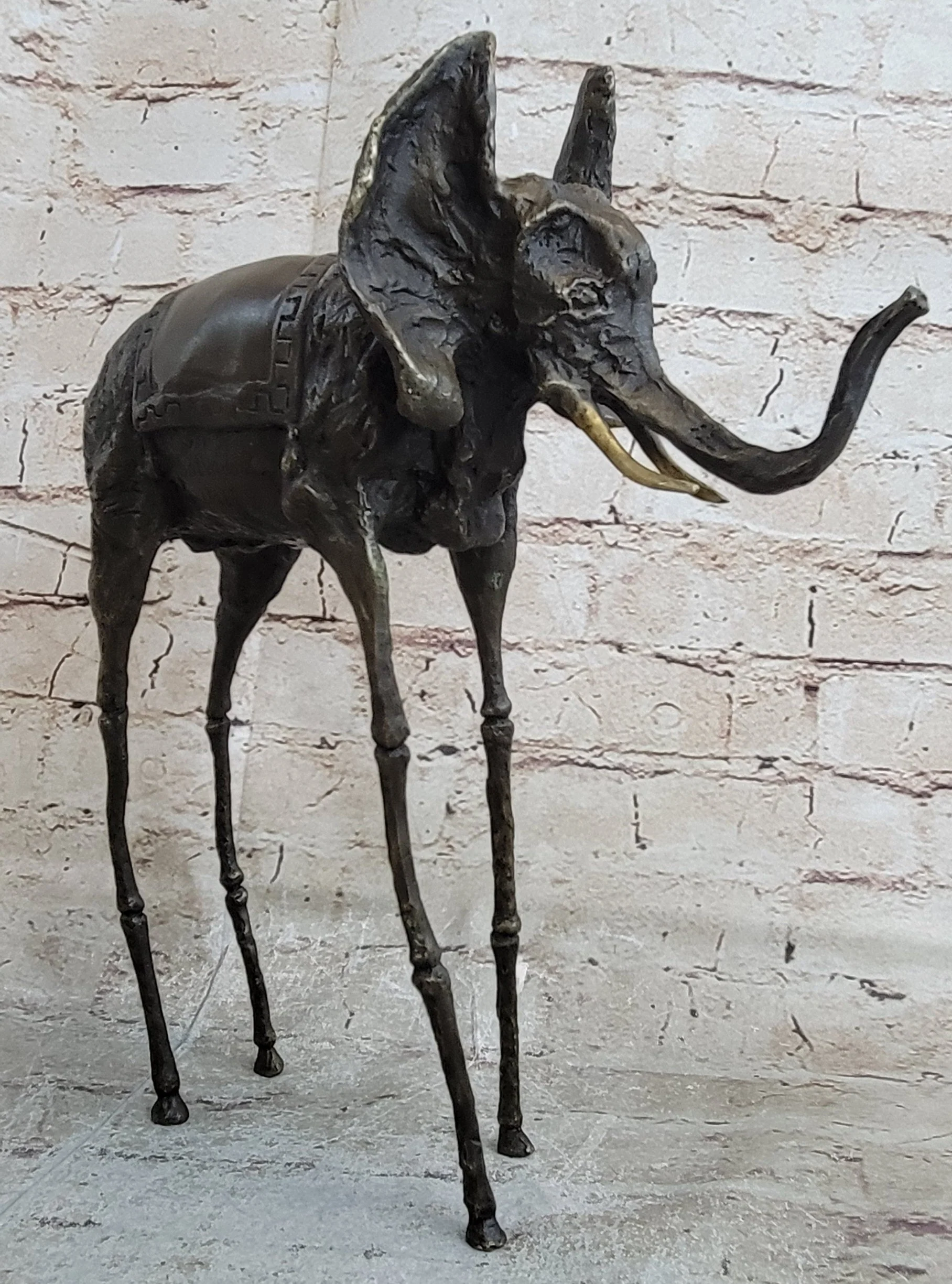 Salvador Dali Surrealist Elephant with Long Legs Bronze Metal Sculpture Statue Figurine - Image 3