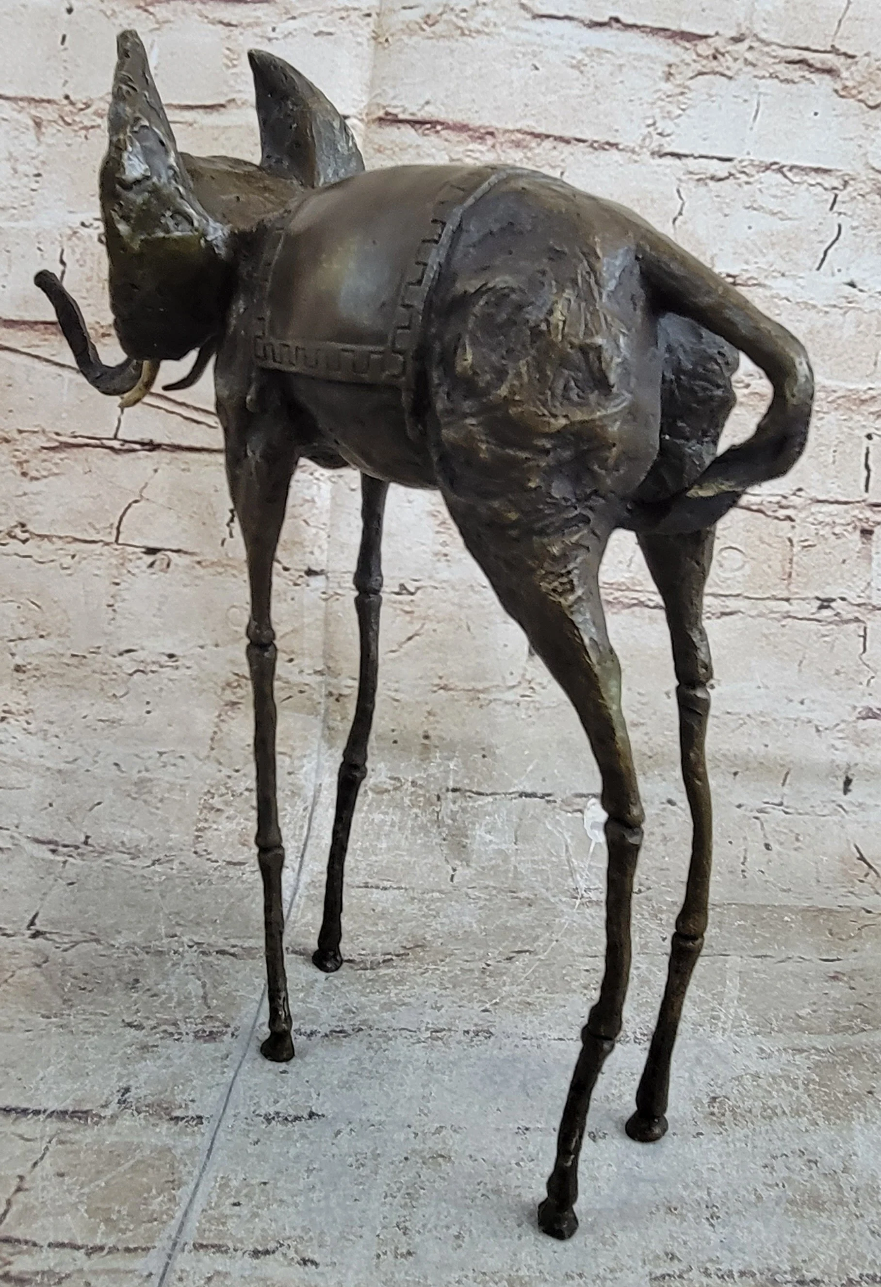 Salvador Dali Surrealist Elephant with Long Legs Bronze Metal Sculpture Statue Figurine - Image 5