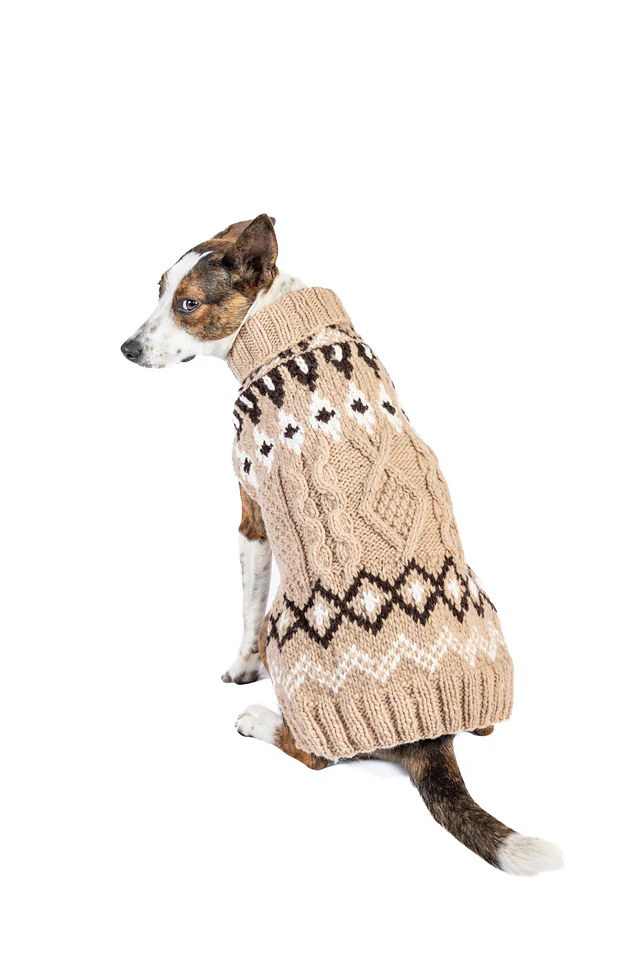 Sandy Cable Knit Wool Dog Sweater - Image 3