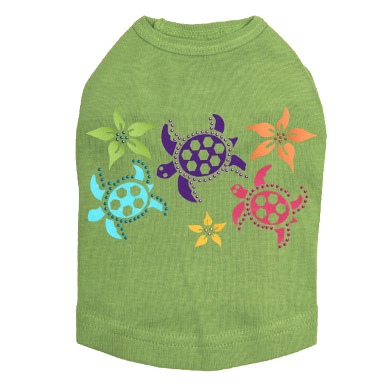 Satin Sea Turtles with Flowers - Dog Tank - Image 13