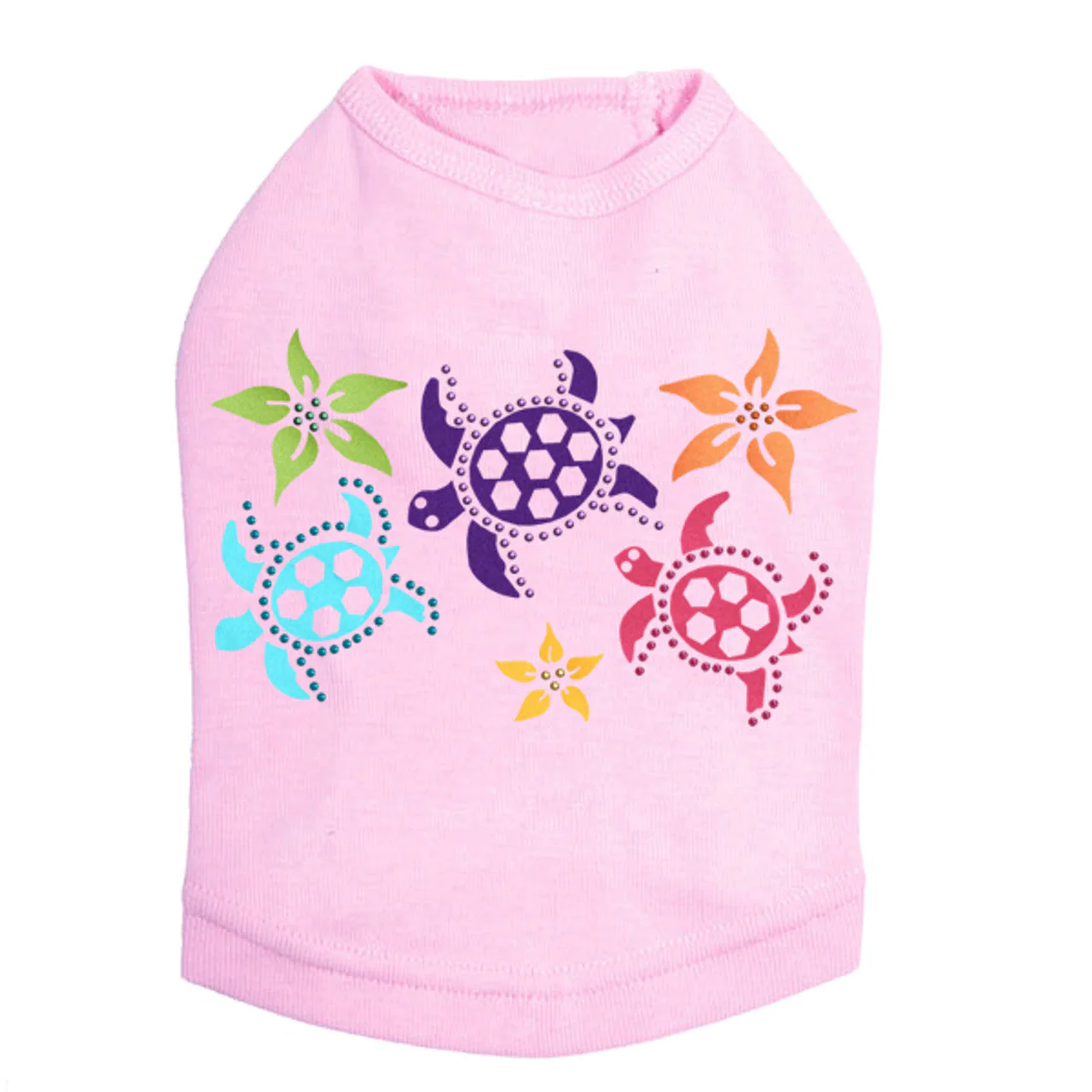Satin Sea Turtles with Flowers - Dog Tank - Image 4