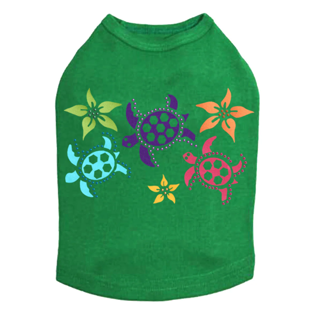 Satin Sea Turtles with Flowers - Dog Tank - Image 9