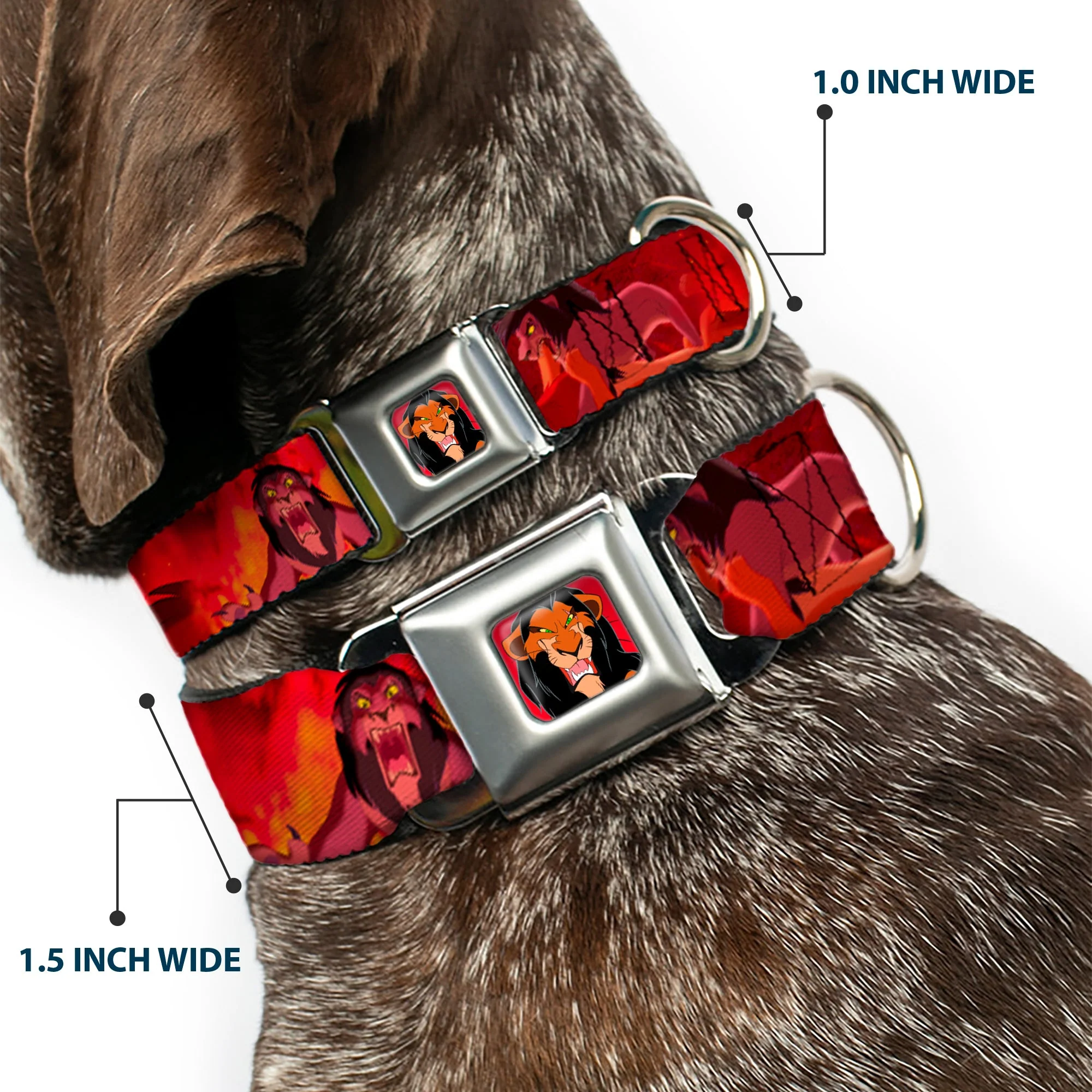 Scar Red Full Color Seatbelt Buckle Collar - Simba Scar Battle Scene Fiery Red - Image 2