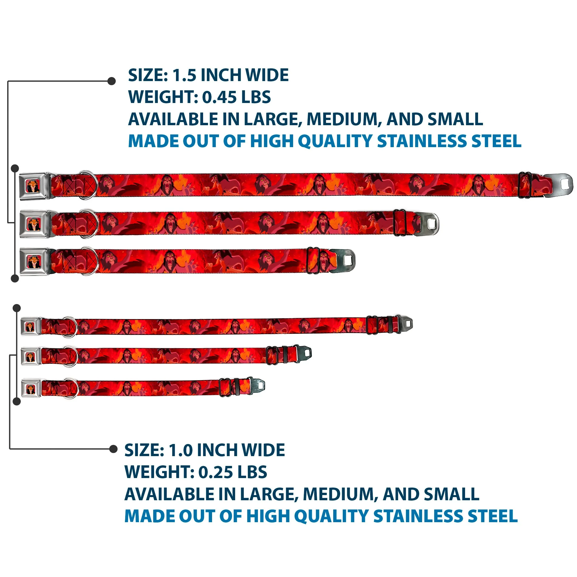Scar Red Full Color Seatbelt Buckle Collar - Simba Scar Battle Scene Fiery Red - Image 3