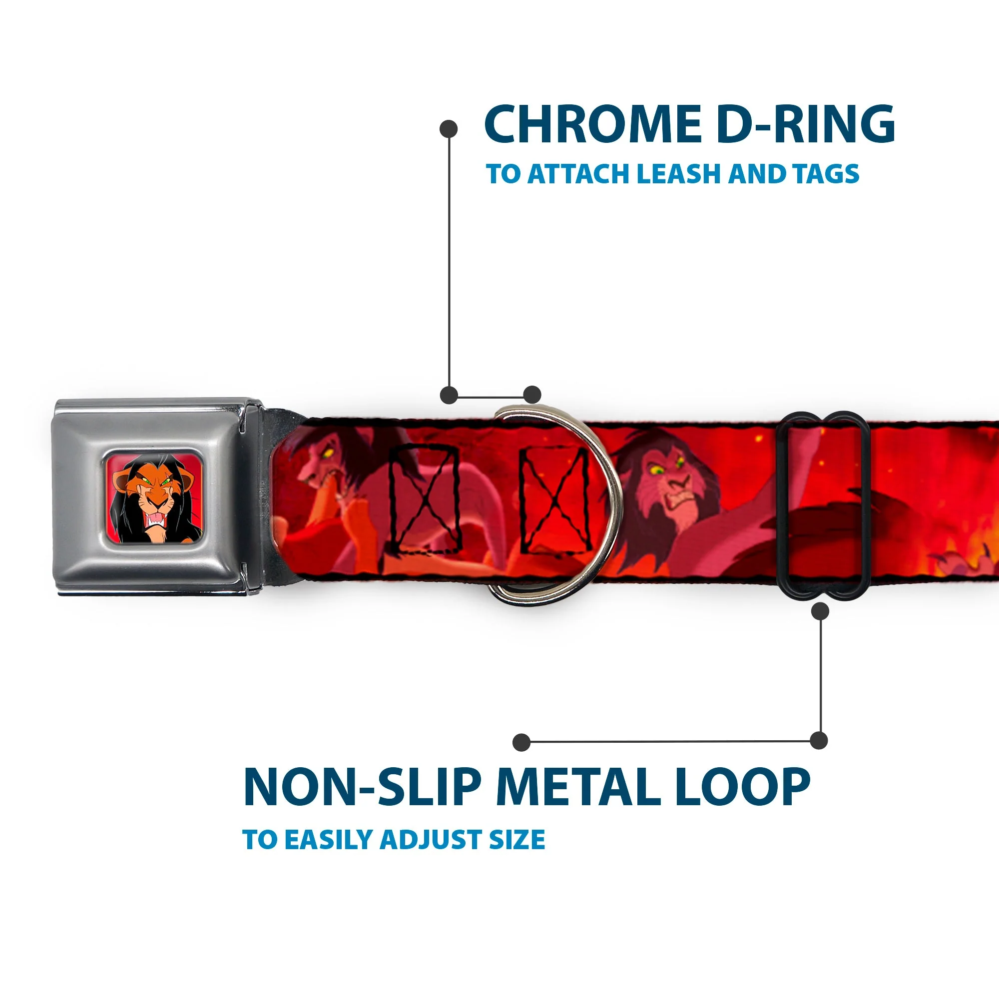 Scar Red Full Color Seatbelt Buckle Collar - Simba Scar Battle Scene Fiery Red - Image 5