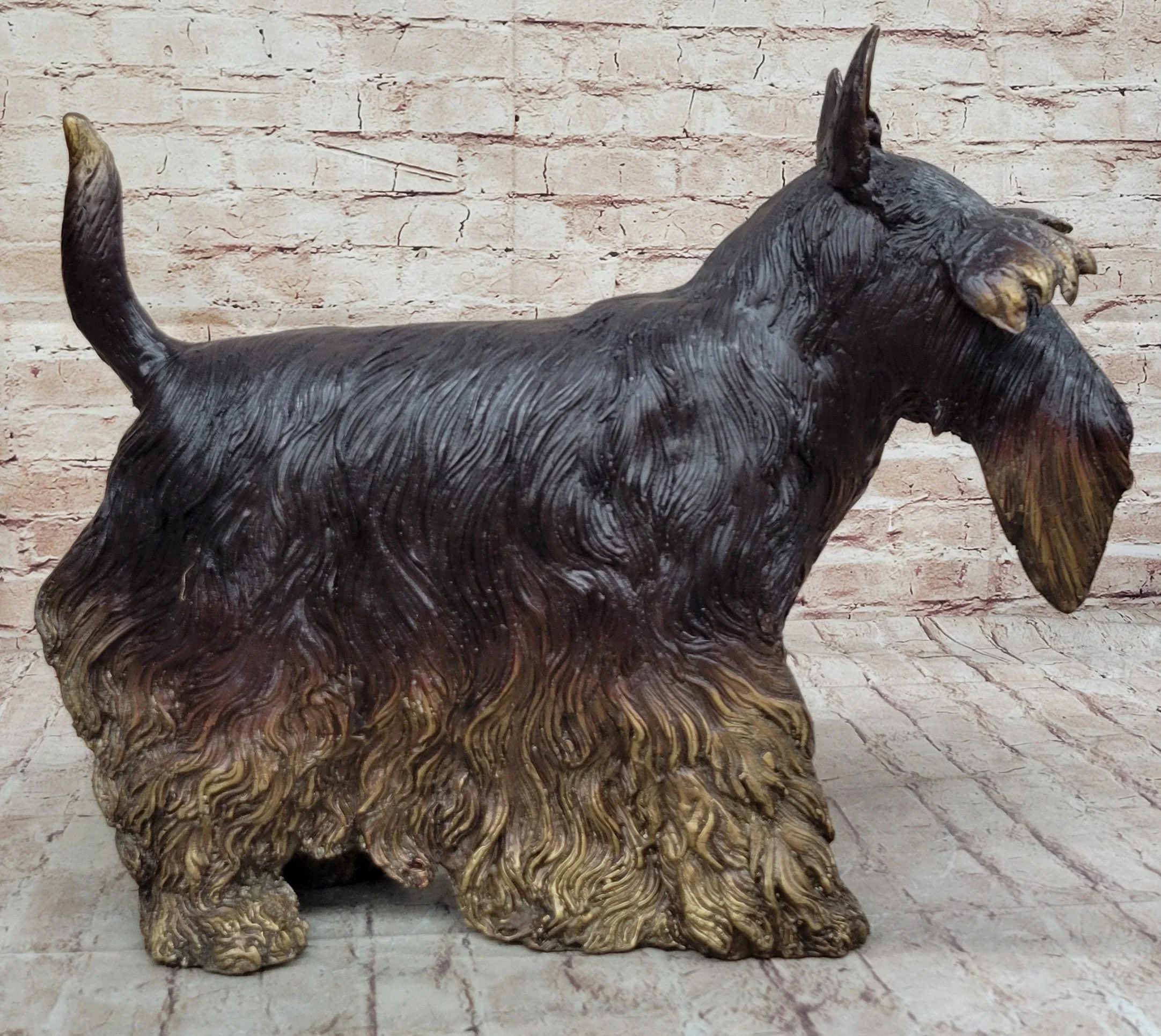 Scottish Terrier Dog Bronze Metal Sculpture Statue Figure Figurine Handmade Art 16" x 20" - Image 3