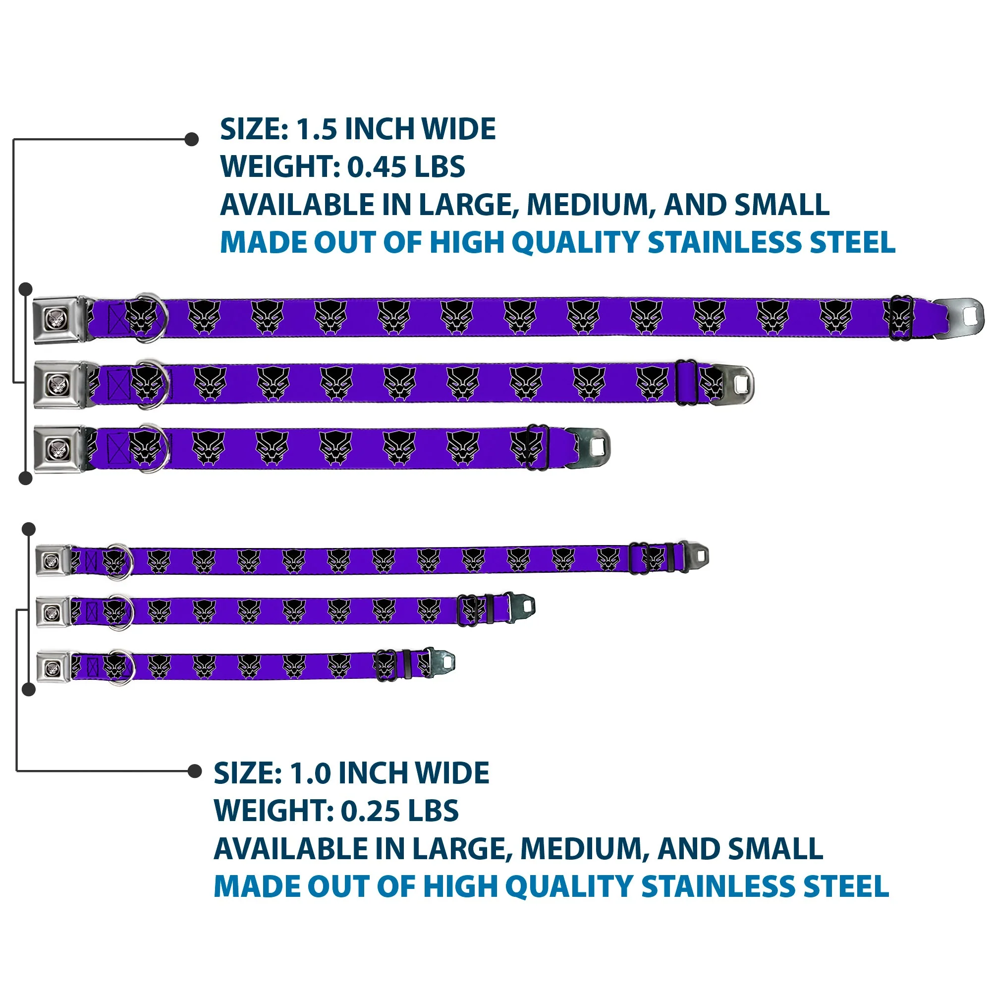 Seatbelt Buckle Collar - Black Panther Avengers Icon Purple/White/Black - Image 3