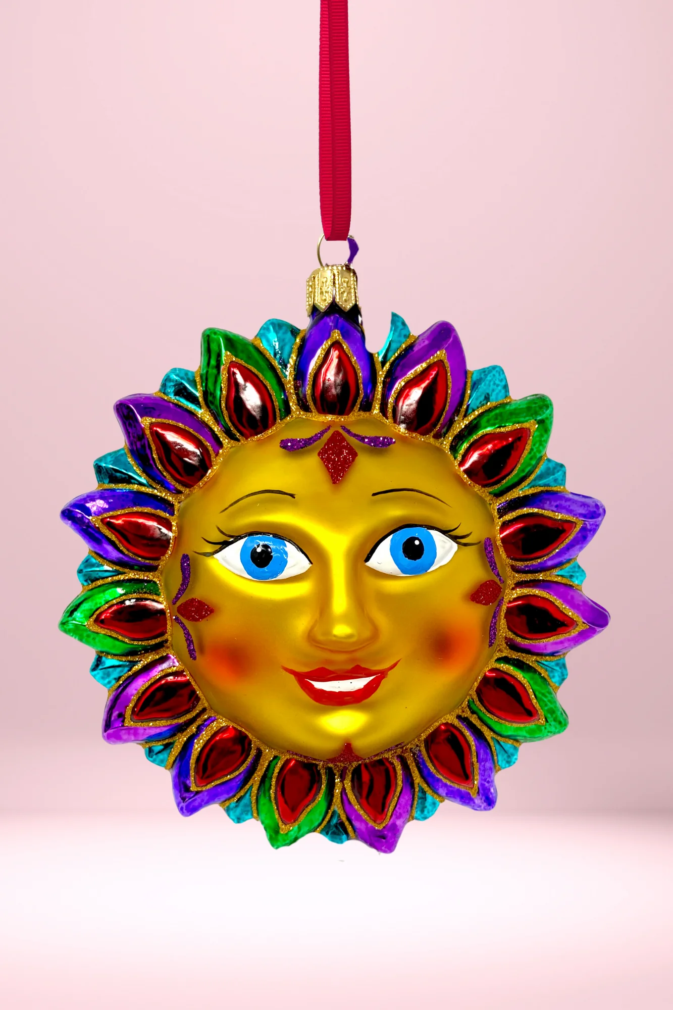 Sedona Red Sun Glass Ornament (R)