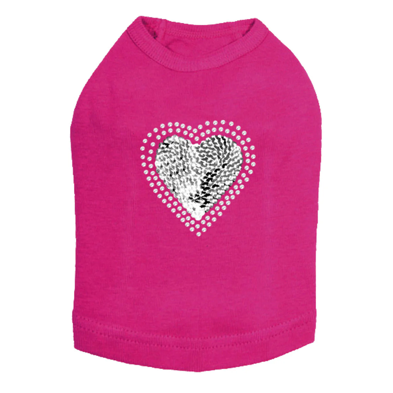Sequin Silver Heart - Dog Tank - Image 10