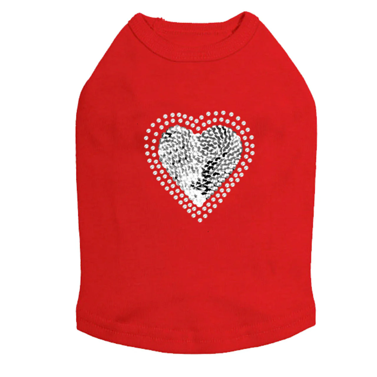Sequin Silver Heart - Dog Tank - Image 3
