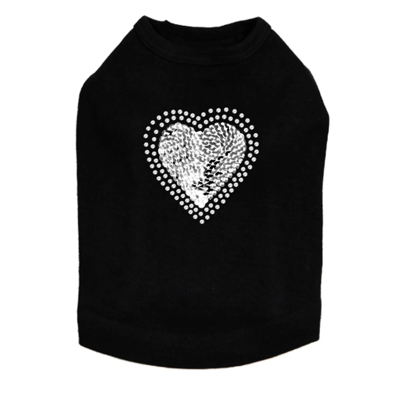 Sequin Silver Heart - Dog Tank - Image 7