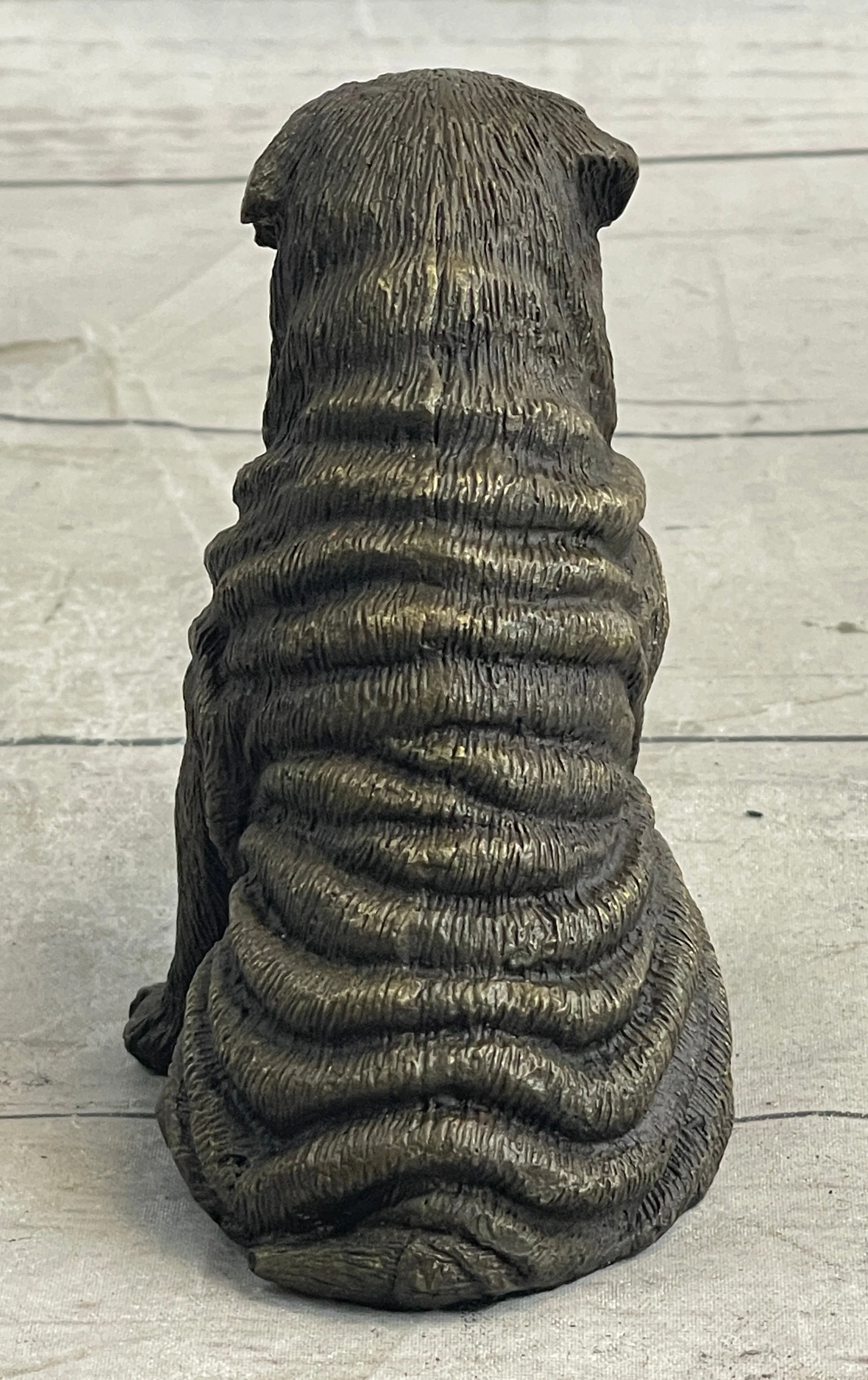 Shar Pei Puppy Dog Bronze Metal Sculpture Figurine Signed Original Art - Image 5