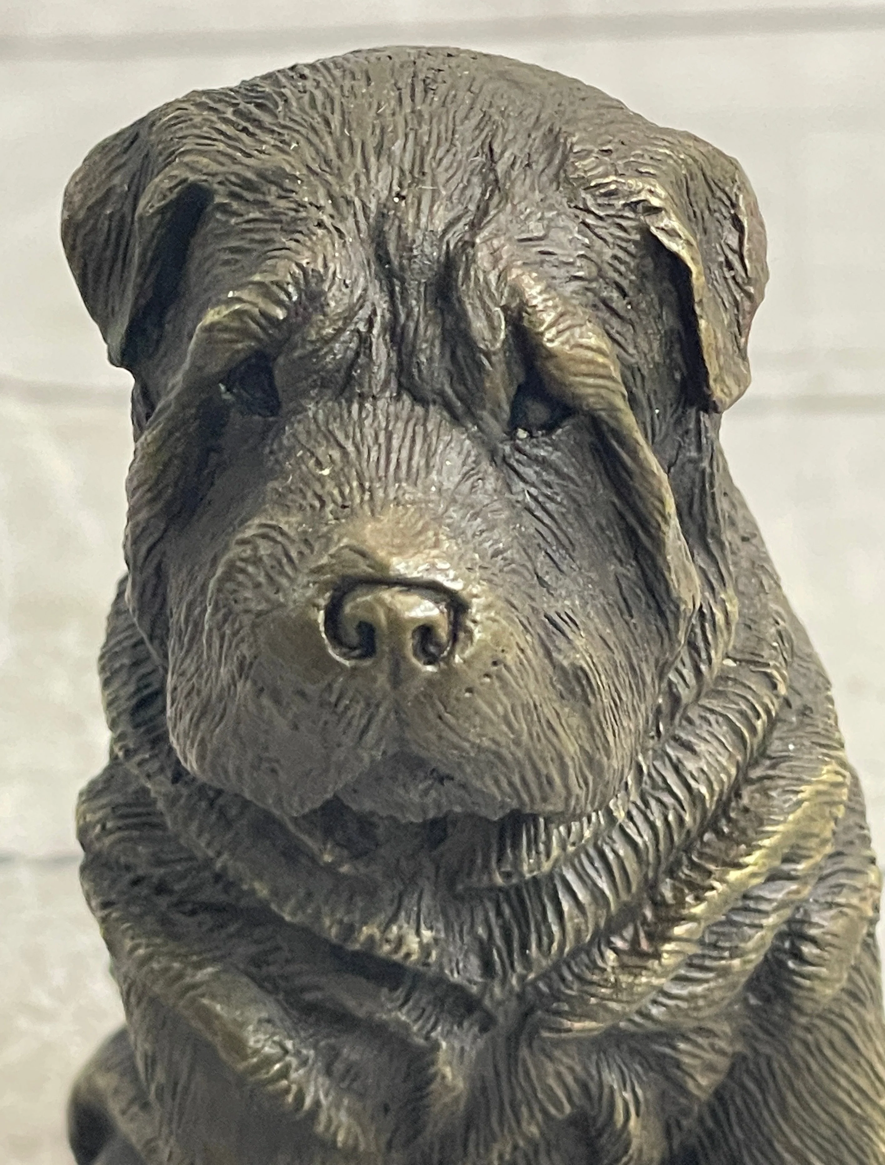Shar Pei Puppy Dog Bronze Metal Sculpture Figurine Signed Original Art - Image 8
