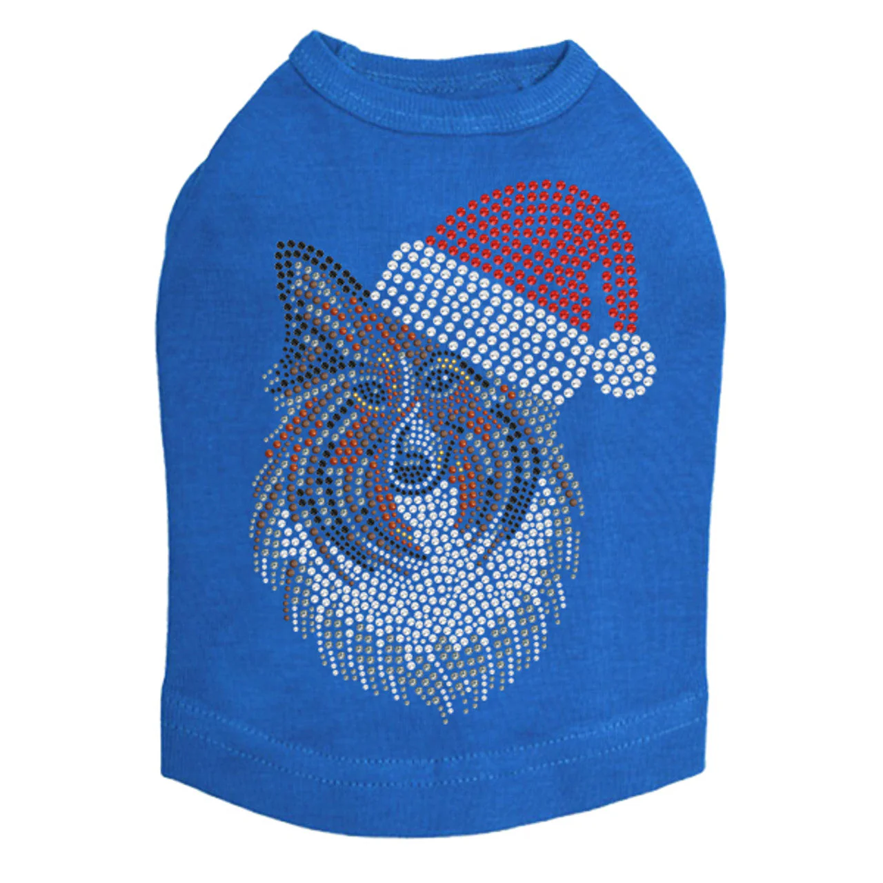 Sheltie Face with Santa Hat - Dog Tank - Image 4