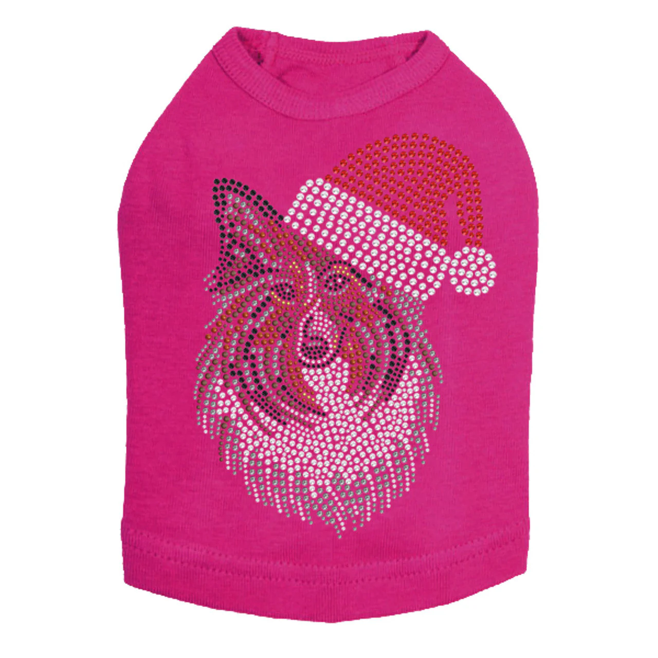 Sheltie Face with Santa Hat - Dog Tank - Image 5