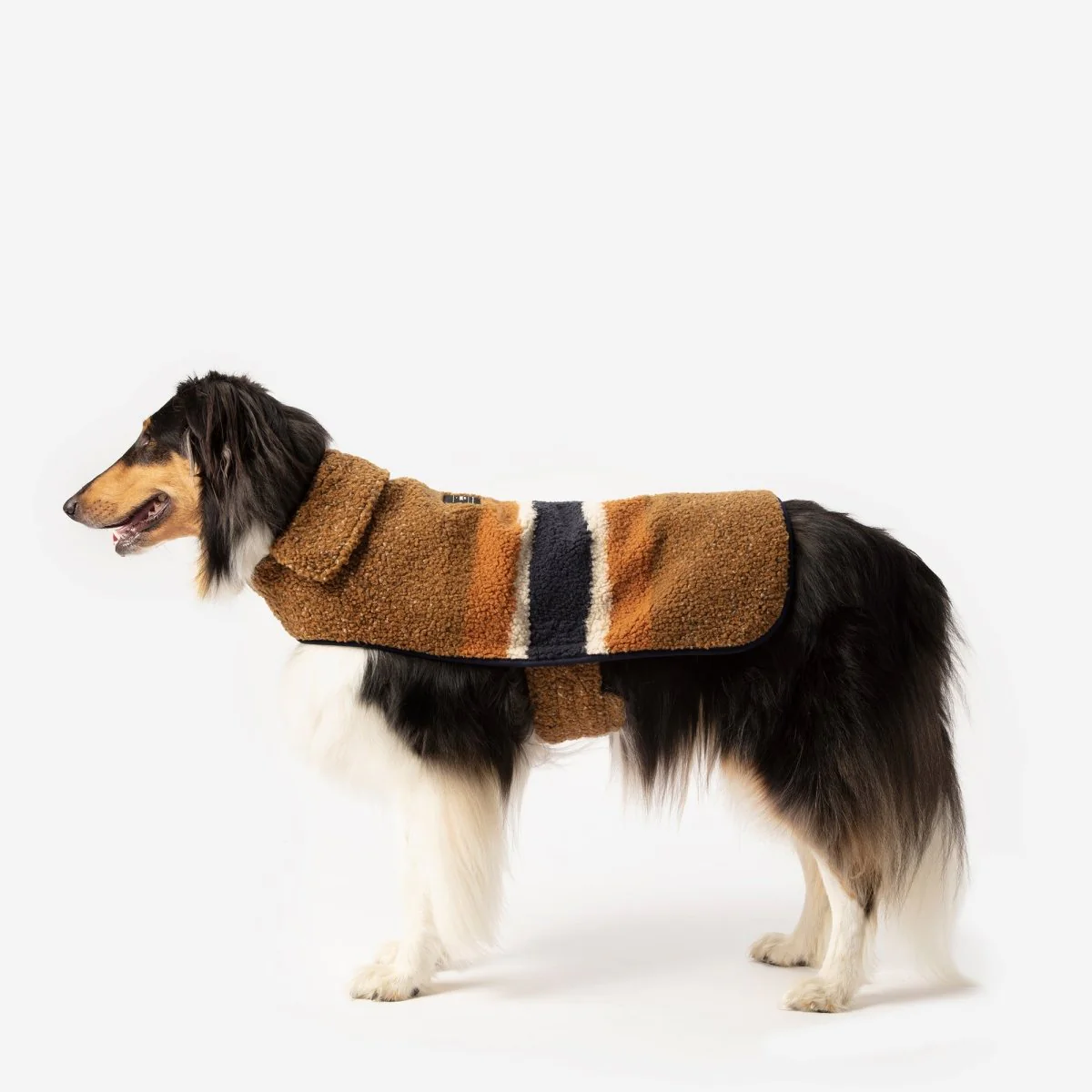 Shinola Brand Stripe Berber Dog Coat Rust - Image 3