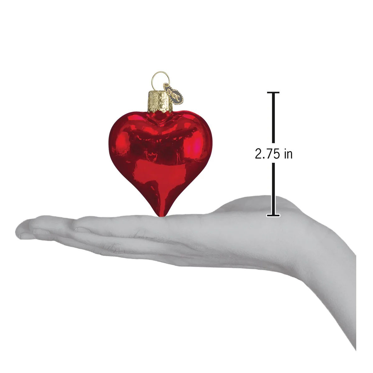 Shiny Red Heart Ornament - Image 3