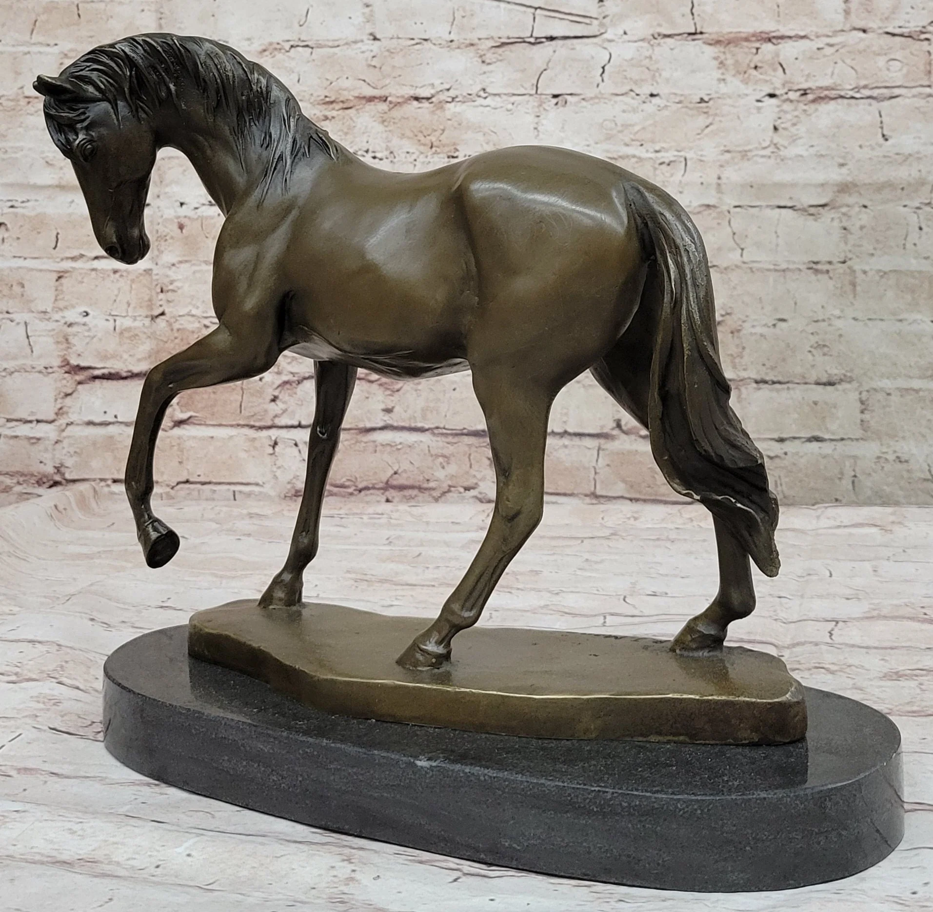 Show Horse Mare Hot Cast Bronze Statue Sculpture Equestrian Decor on Marble Base - Image 5