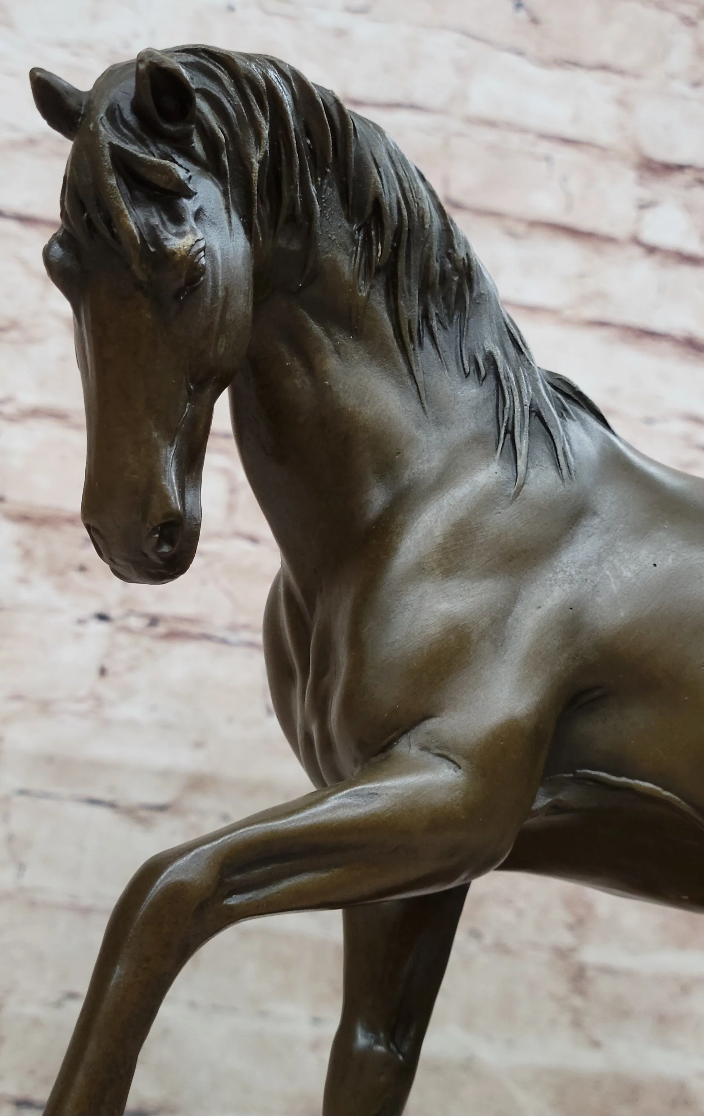 Show Horse Mare Hot Cast Bronze Statue Sculpture Equestrian Decor on Marble Base - Image 6