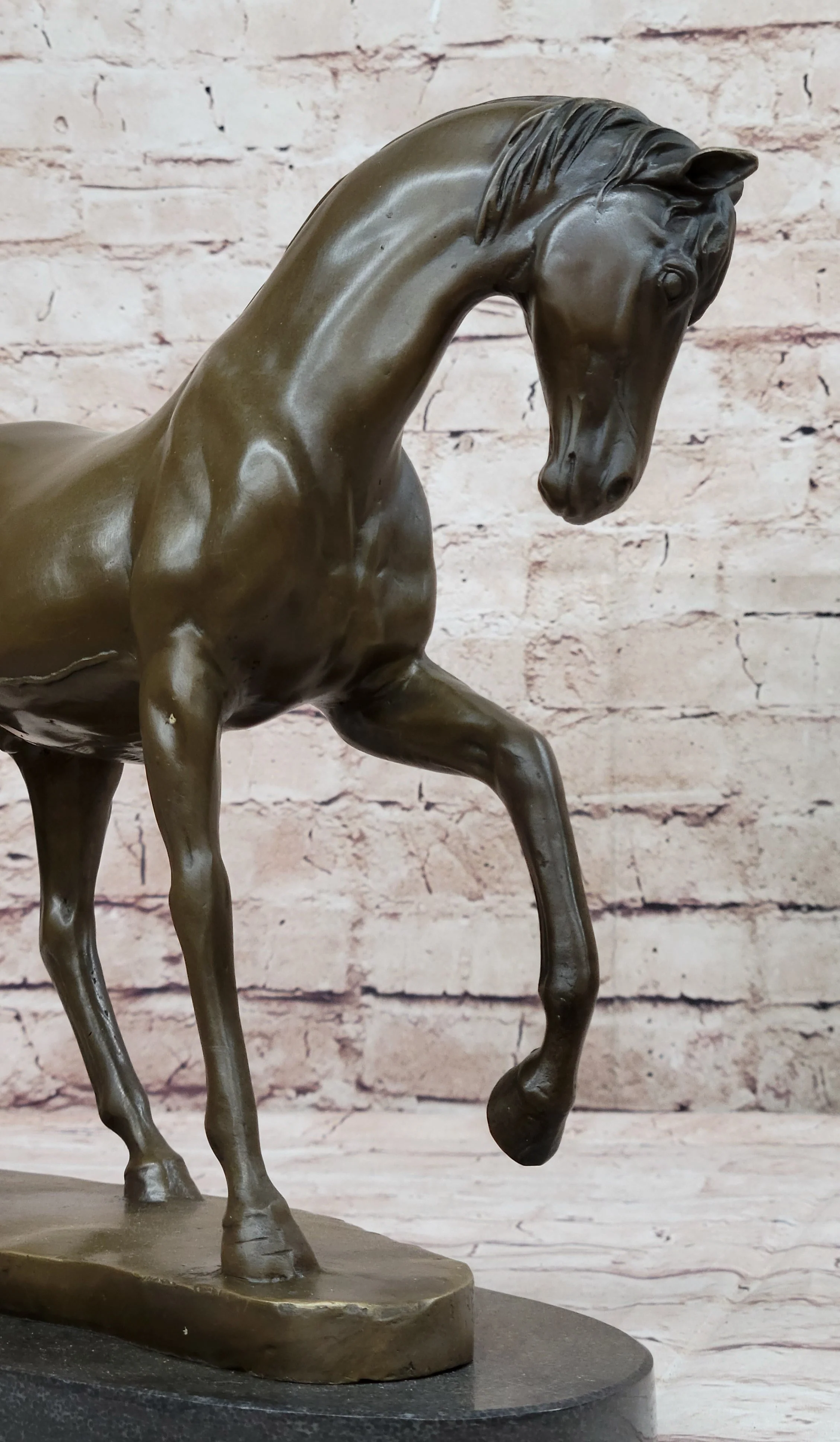 Show Horse Mare Hot Cast Bronze Statue Sculpture Equestrian Decor on Marble Base - Image 7