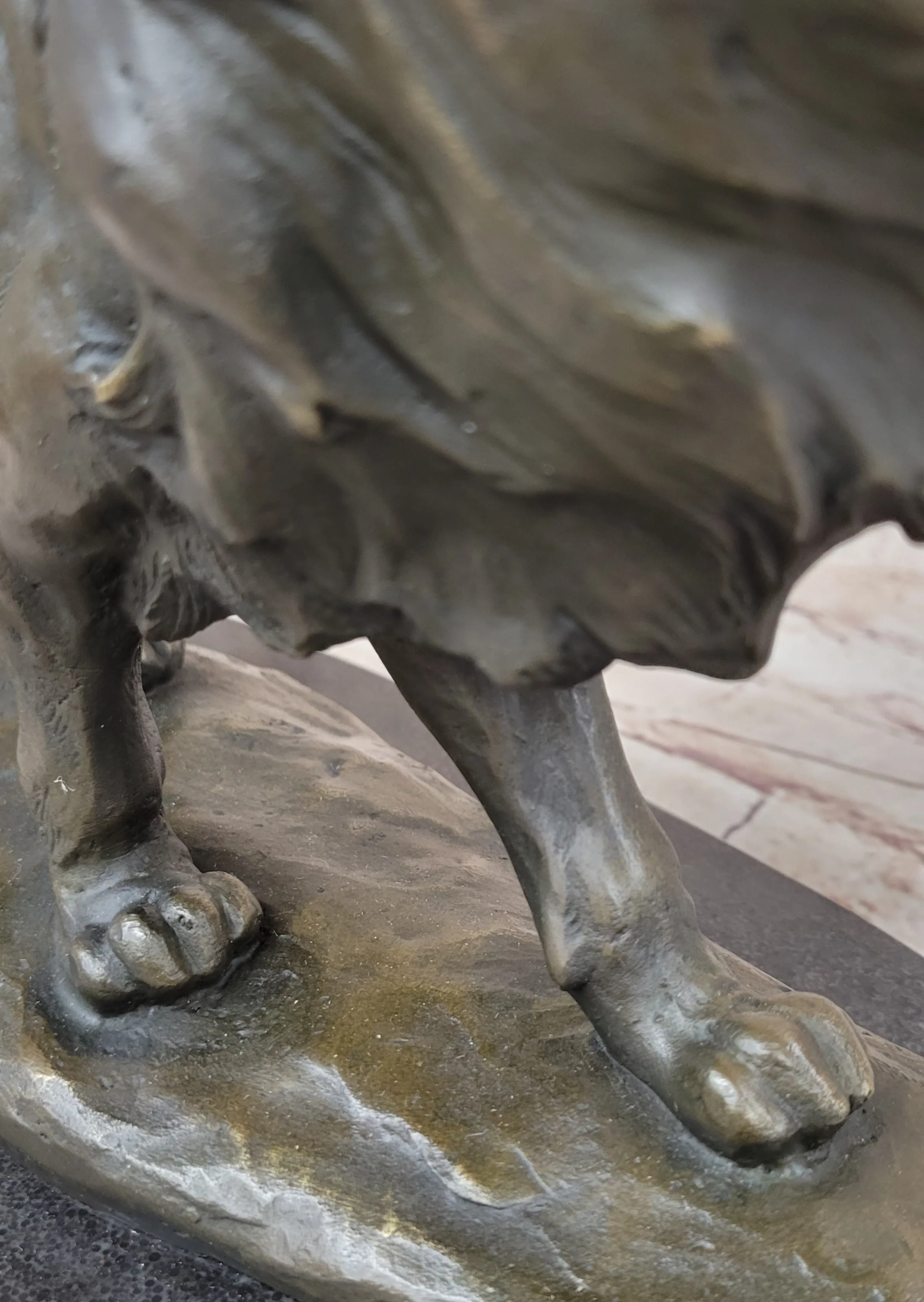 Signed African Male Lion King of Jungle on Prowl Bronze Sculpture Art Deco Decor - Image 9