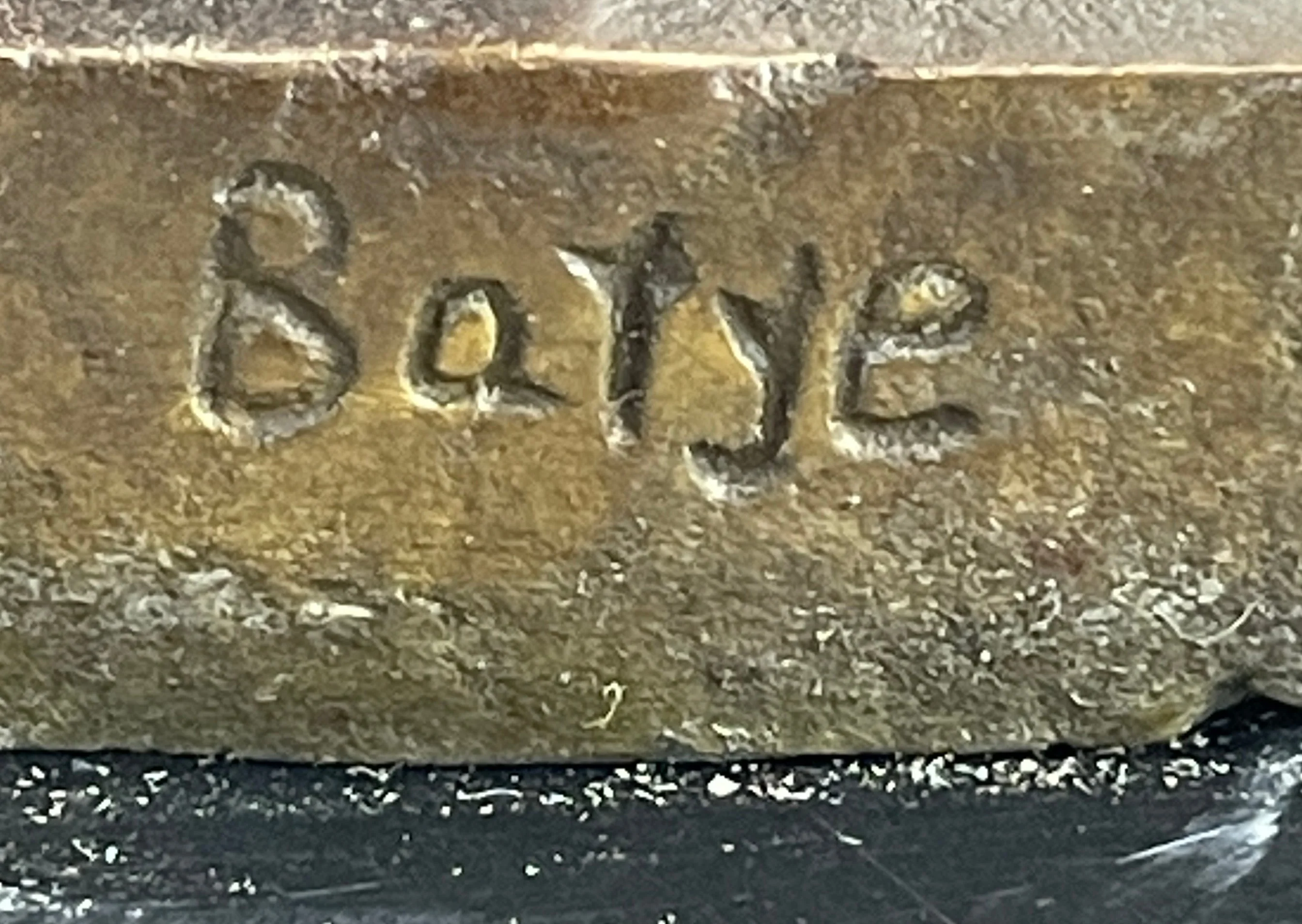 Signed Barye Bear Attacking Eagle Bronze Sculpture Marble Base Figurine Statue - Image 10