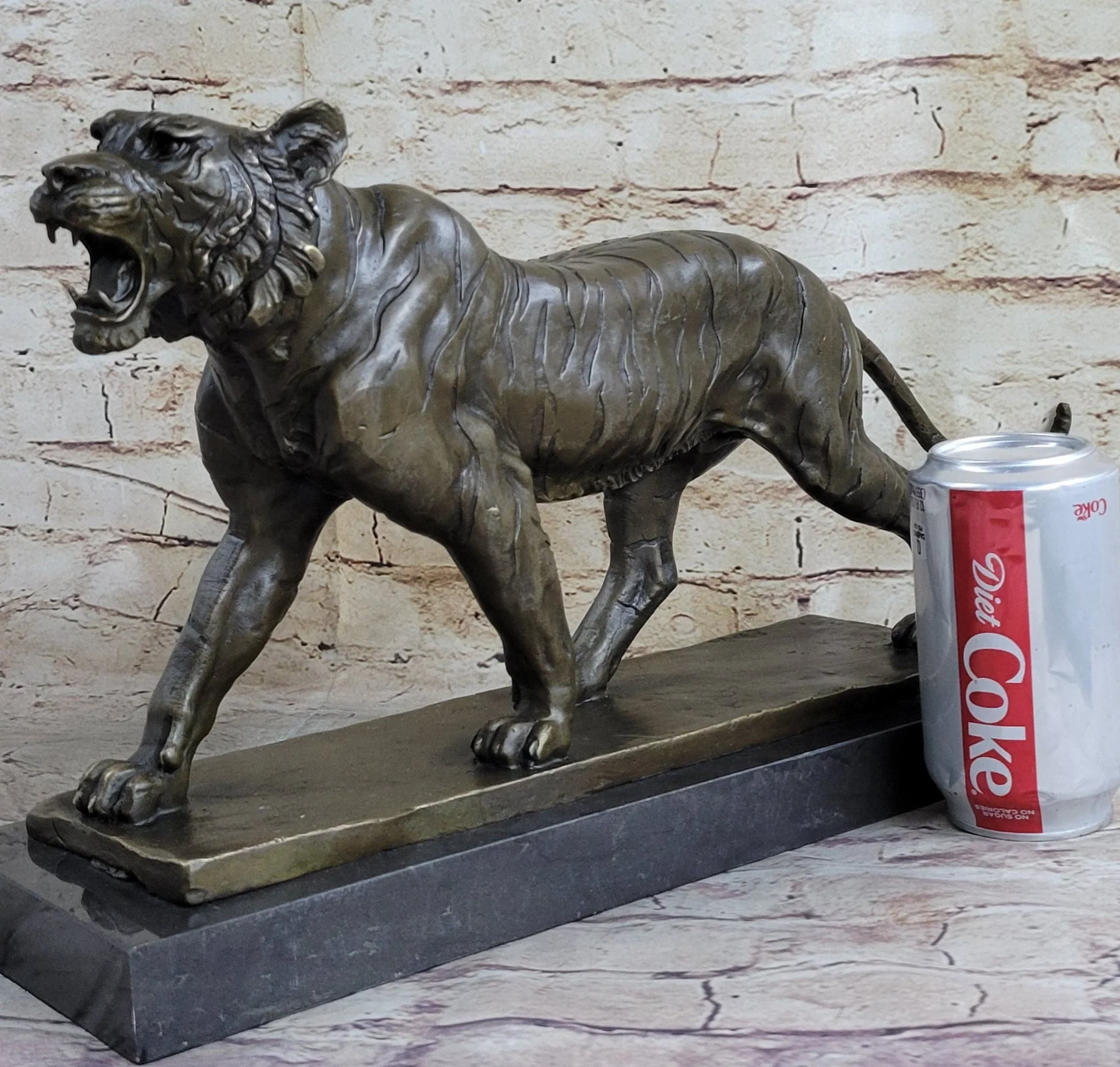 Signed Barye Cougar Lion Tiger Wild Animal Circus Cage Bronze Sculpture Statue - Image 2