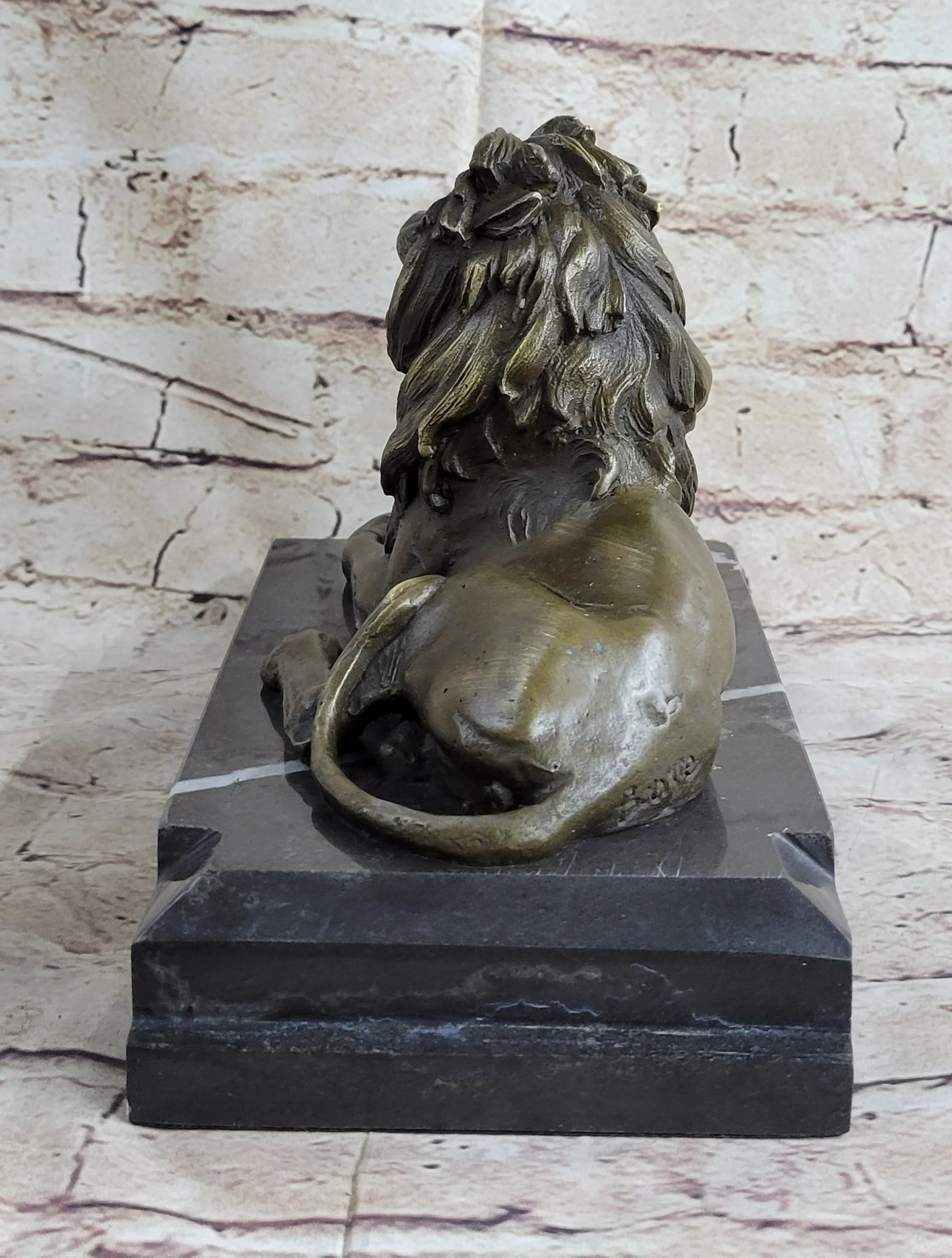 Signed Barye King Of Jungle Lion Bronze Sculpture Vintage Reproduction Art Deco - Image 4