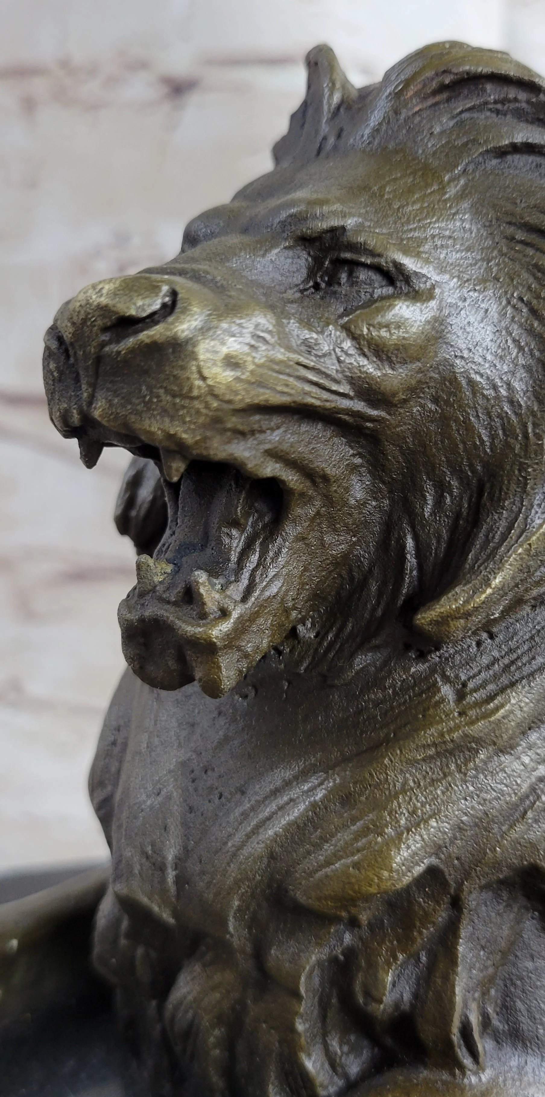Signed Barye King Of Jungle Lion Bronze Sculpture Vintage Reproduction Art Deco - Image 9