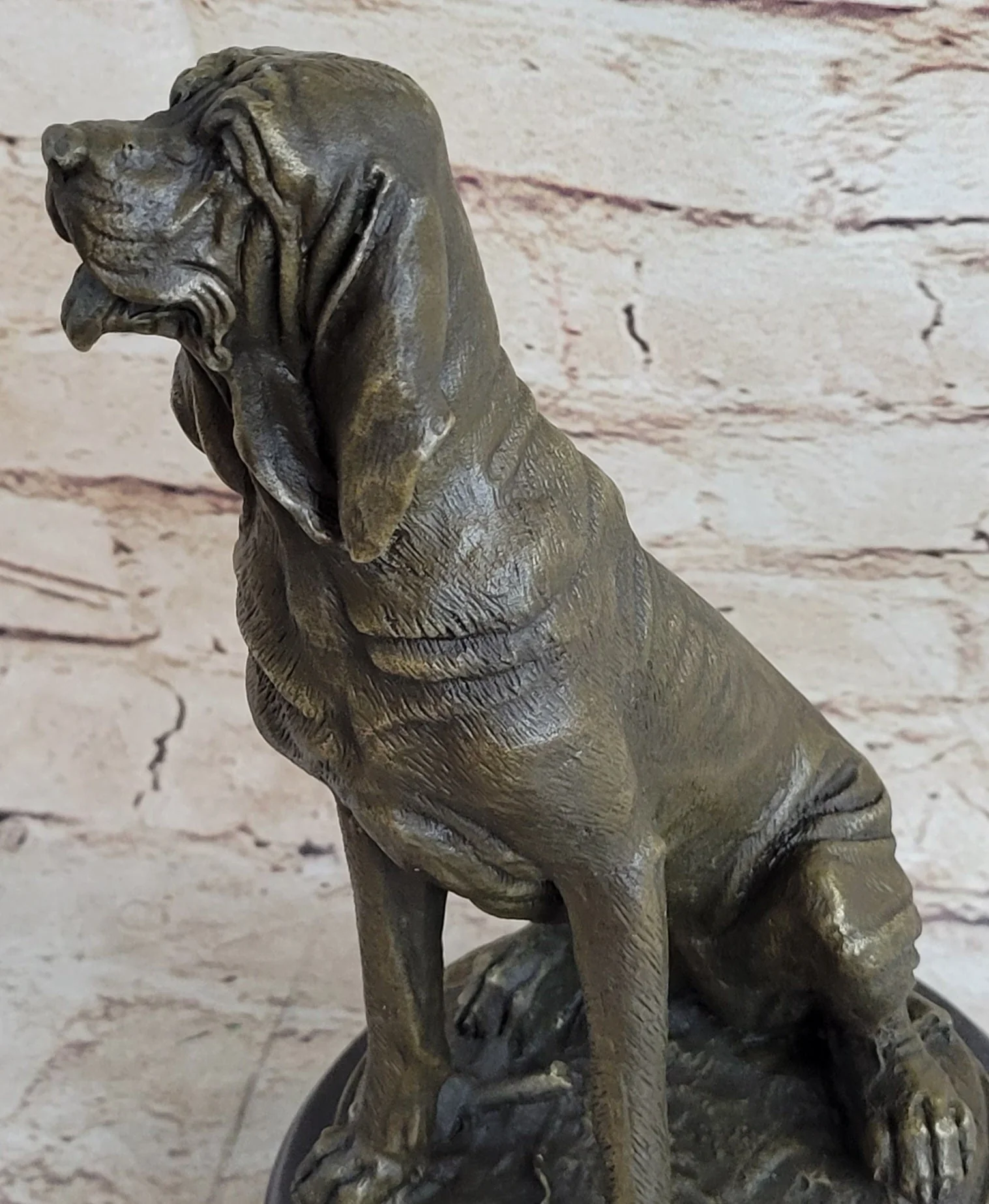 Signed Cain Bloodhound Bronze Marble Sculpture Pet Dog Figure Man`s Best Friend - Image 10