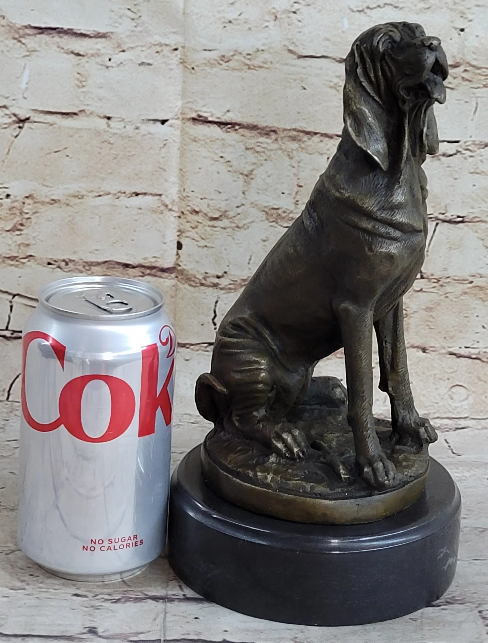 Signed Cain Bloodhound Bronze Marble Sculpture Pet Dog Figure Man`s Best Friend - Image 2